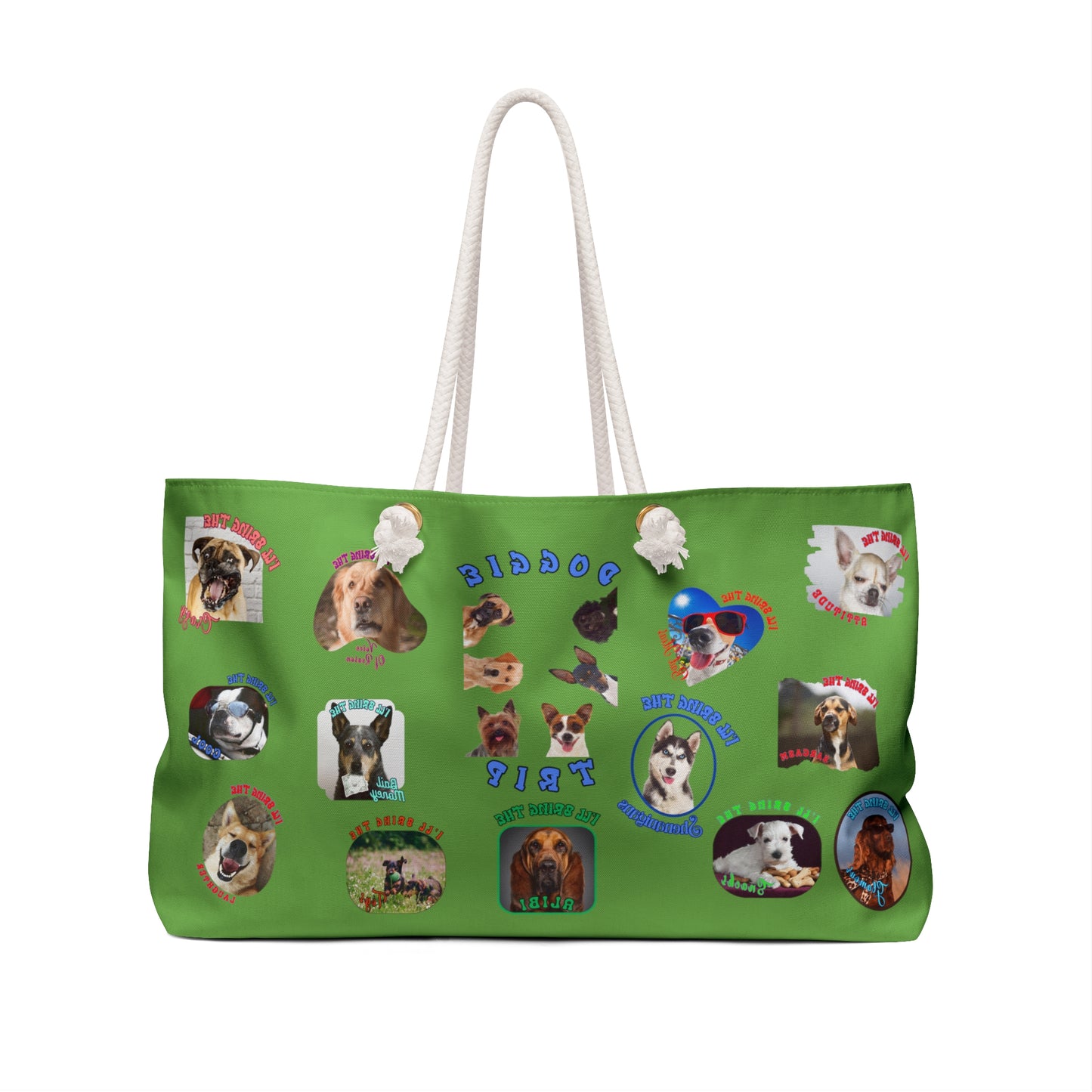 Dog Tote Bag, Tote Bag, Funny Dog Tote, Dogs, Shoulder bag, Shopper, Dog lover gift, Weekender bag, Tote bag for Women, Lime Green