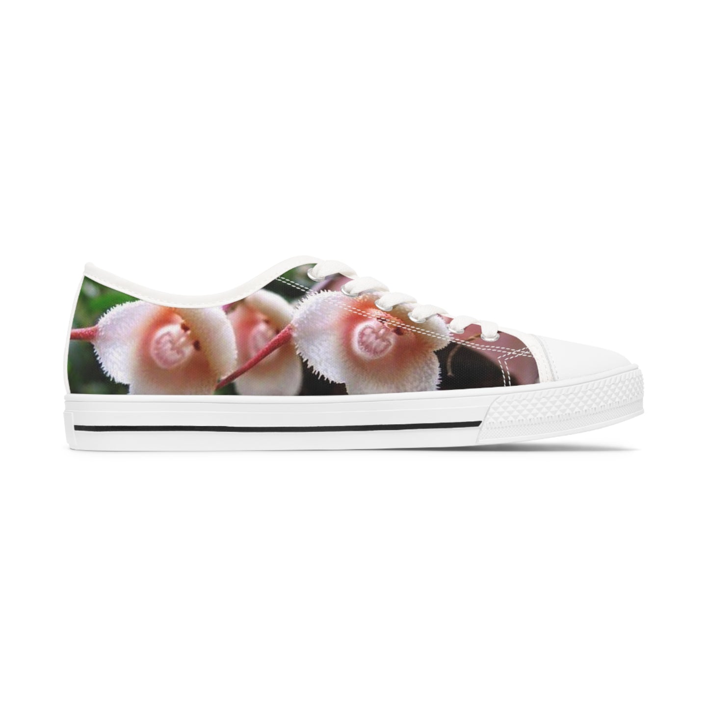 Women's Low Top Sneakers, Orchids, Monkeys, Fun, Pink