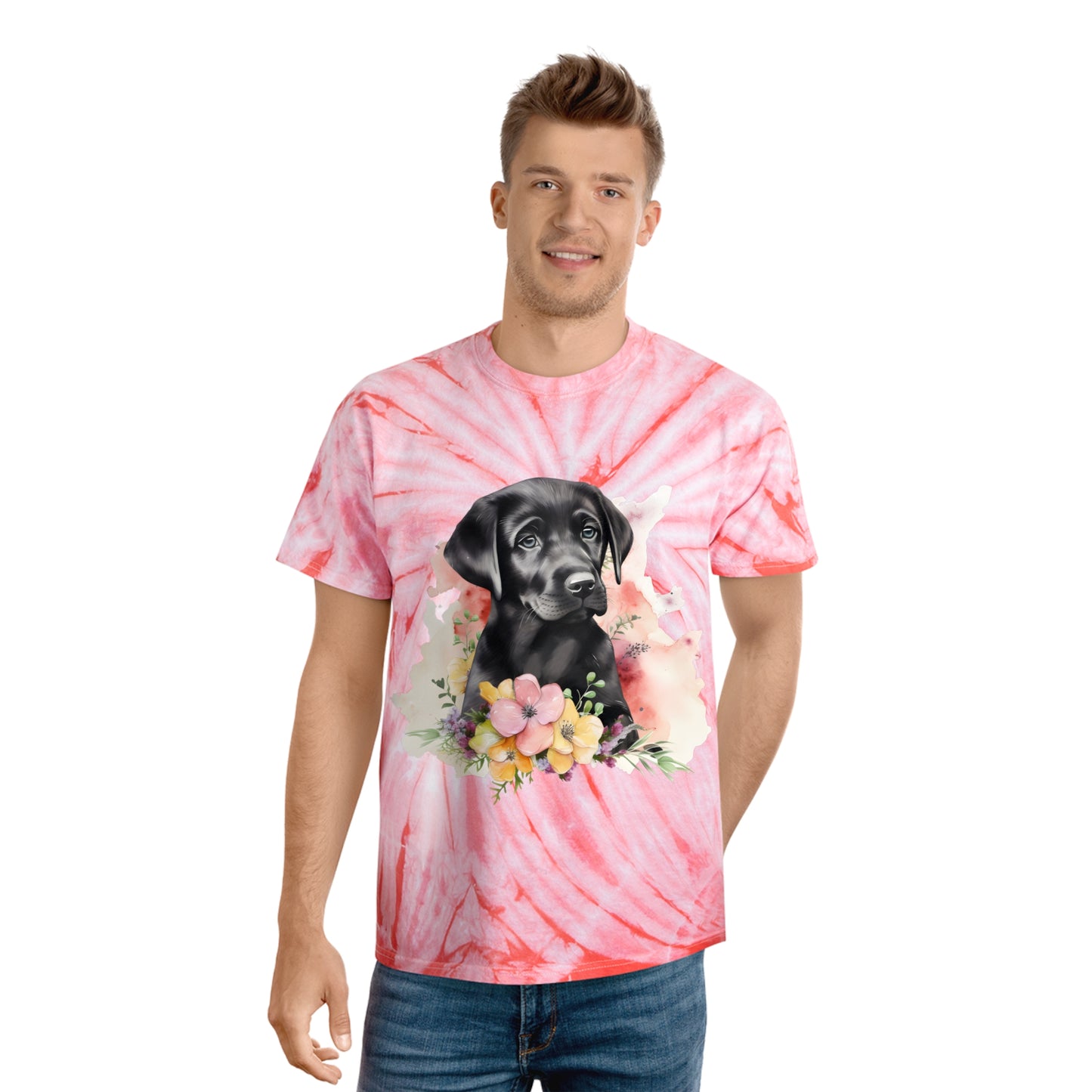 Black Lab pawprint Love Tie-Dye Tee, Cyclone