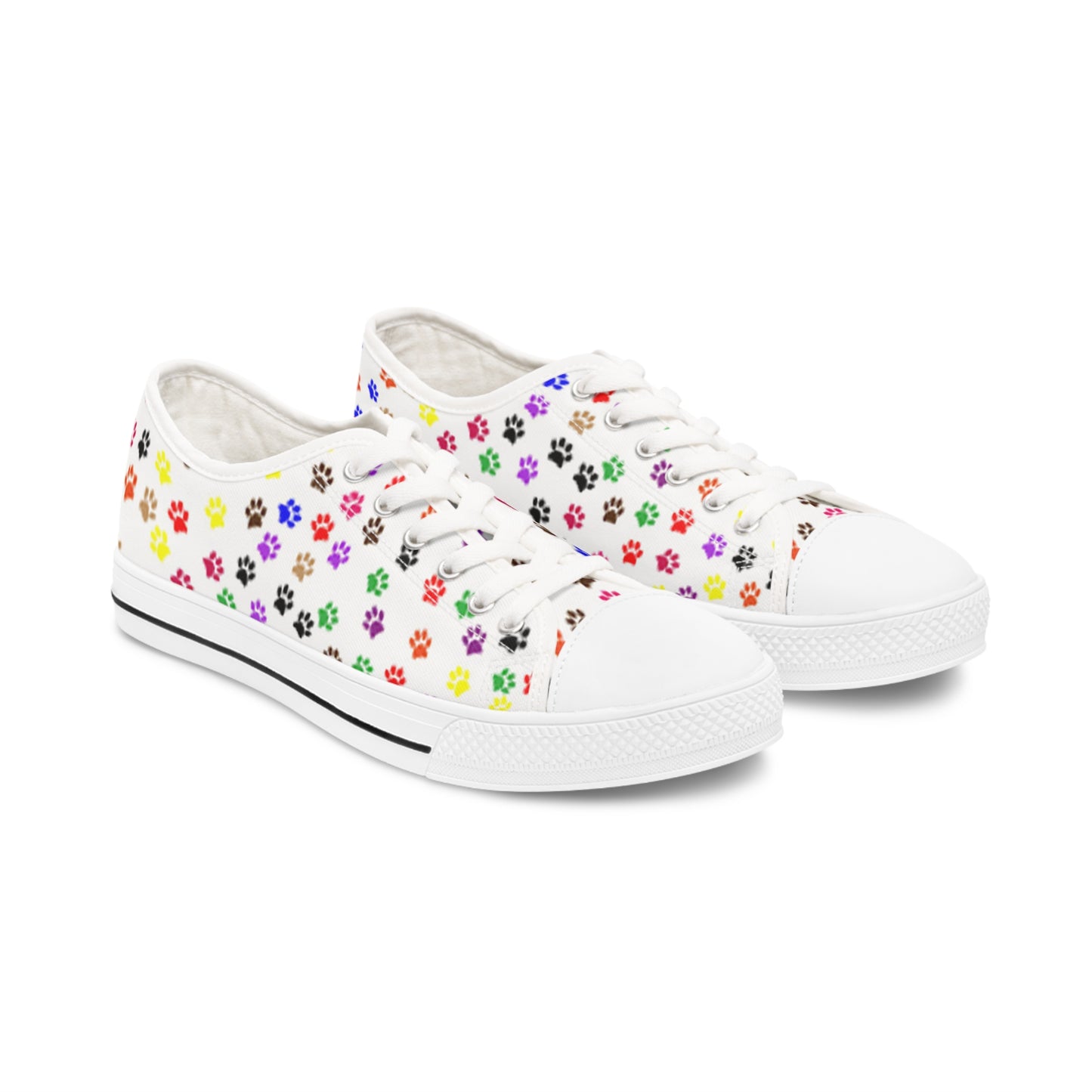 Women's Low Top Sneakers, Dog, Pawprints, Multicolor