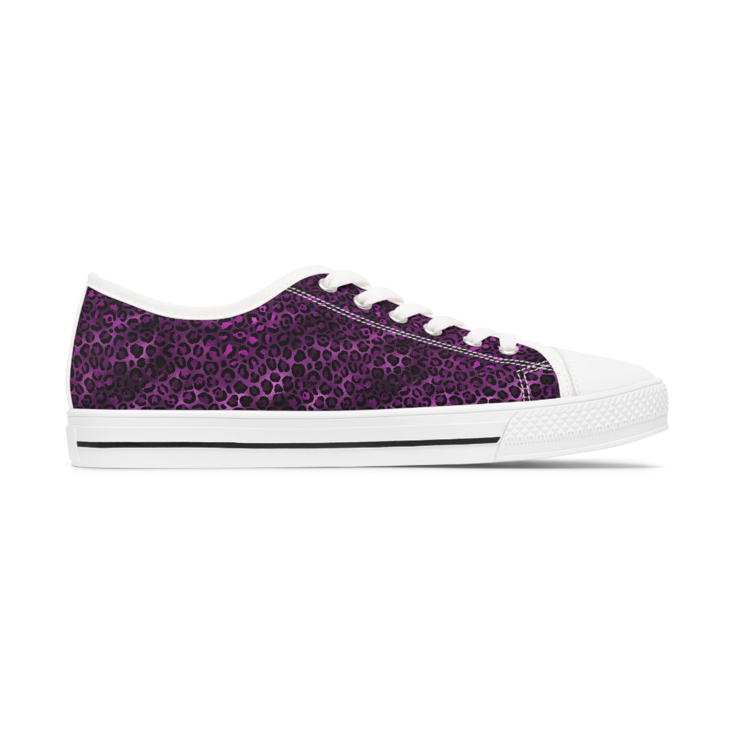 Women's Low Top Purple and Black Leopard Print Sneakers