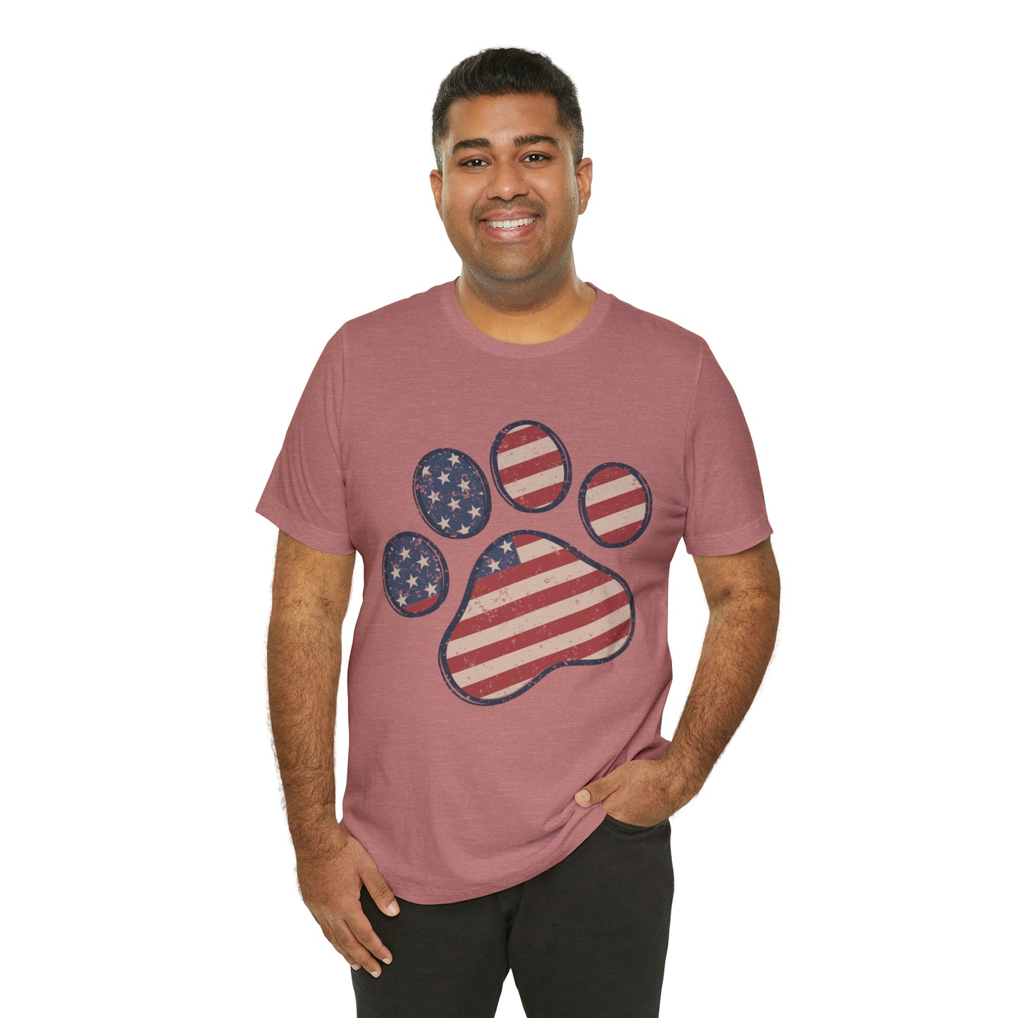 4th of July Pawprint Unisex Jersey Short Sleeve Tee Patriotic American Flag