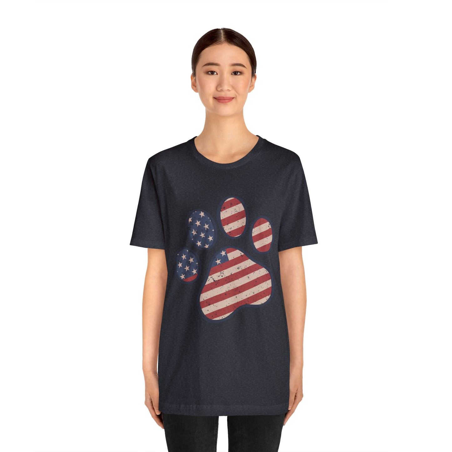 4th of July Pawprint Unisex Jersey Short Sleeve Tee Patriotic American Flag