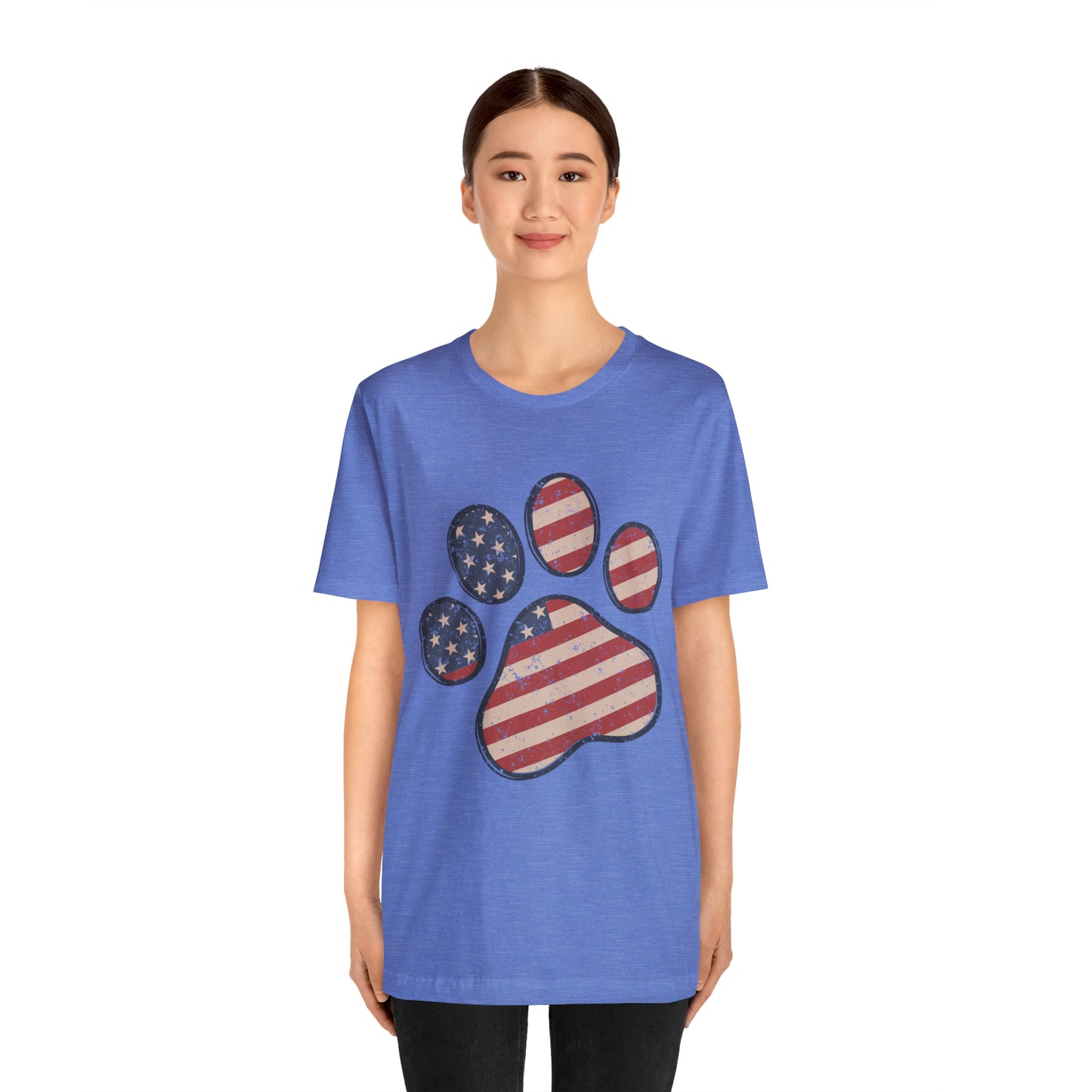 4th of July Pawprint Unisex Jersey Short Sleeve Tee Patriotic American Flag