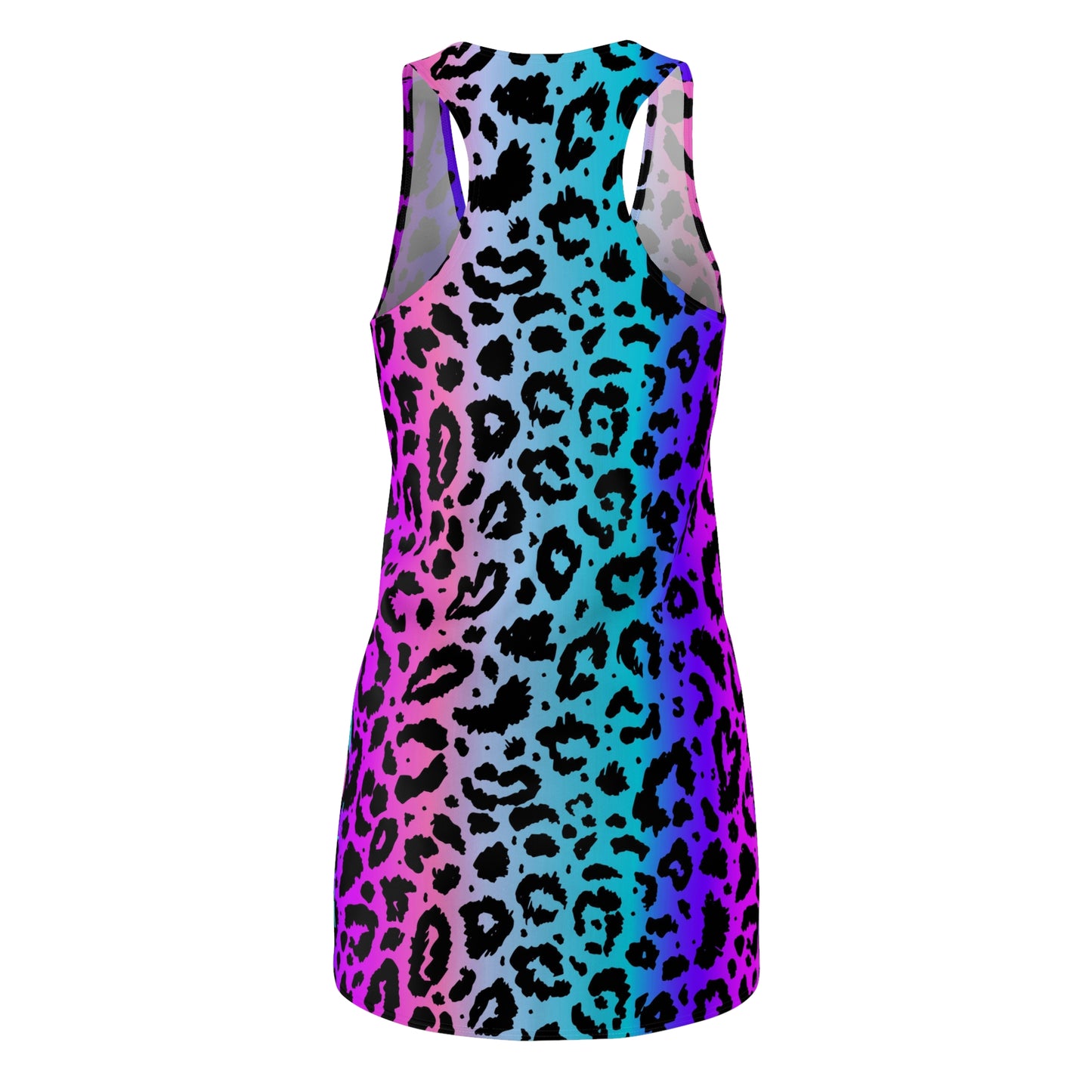 Women's Cut & Sew Racerback Dress Blue Pink and Purple leopard print