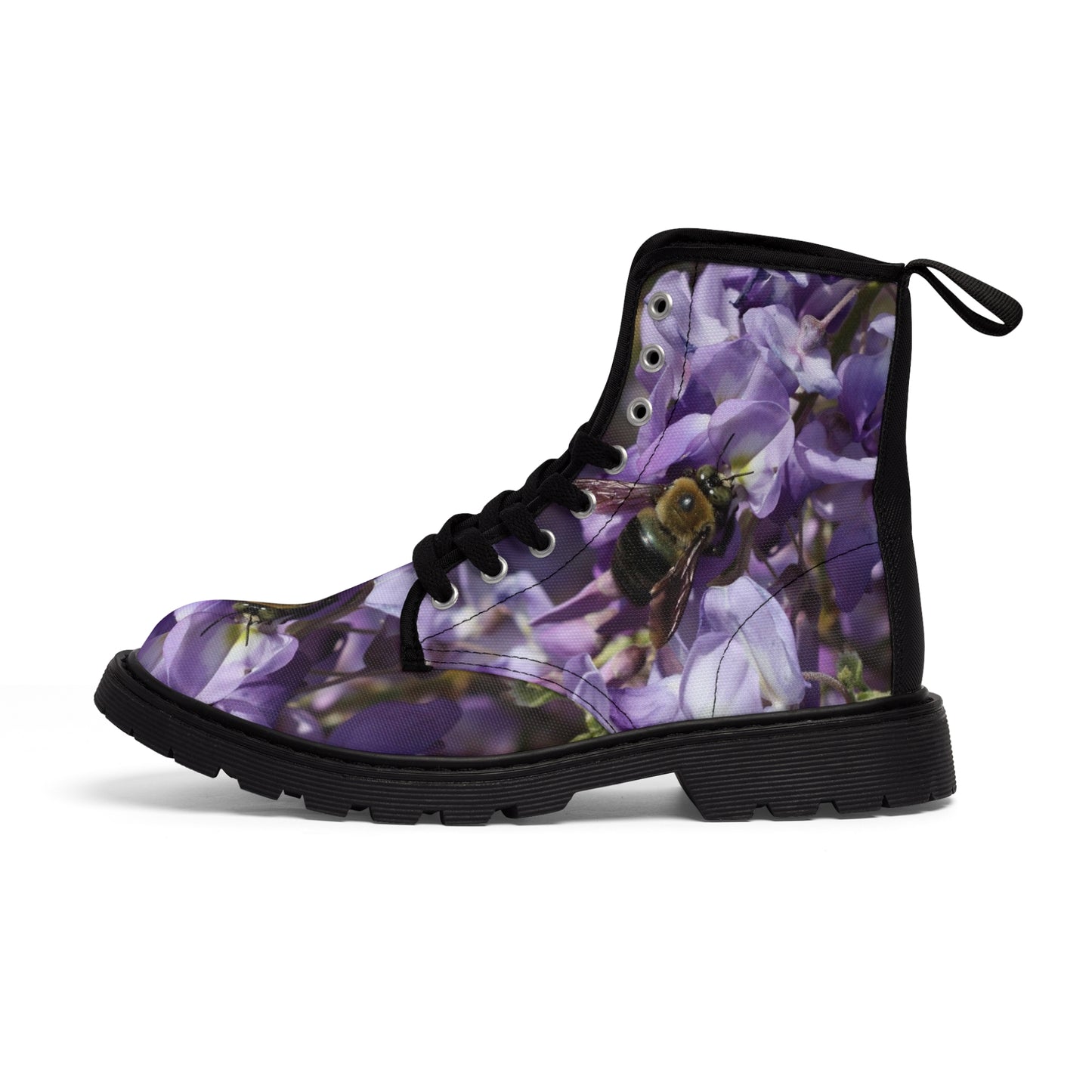 Women's Canvas Boots, Bumblebee, purple, flowers