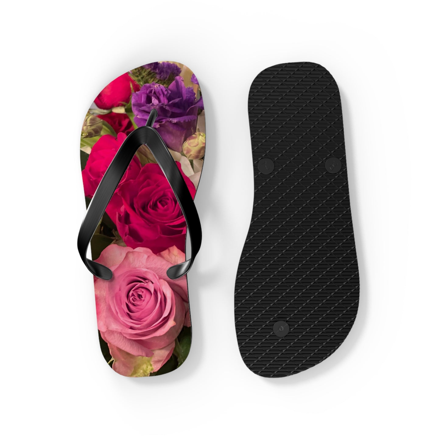 Flip Flops, roses, flowers, red, pink, purple