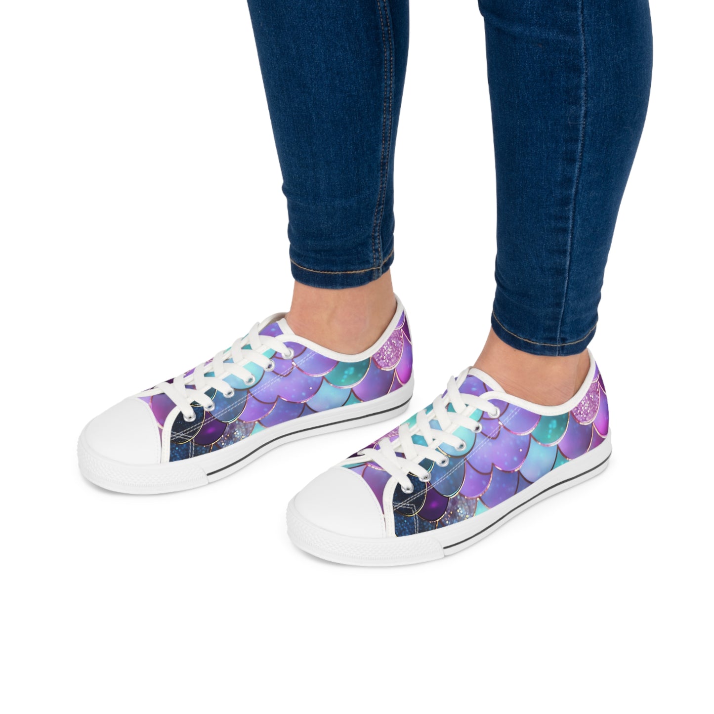 Women's Low Top Sneakers, Mermaid, purple