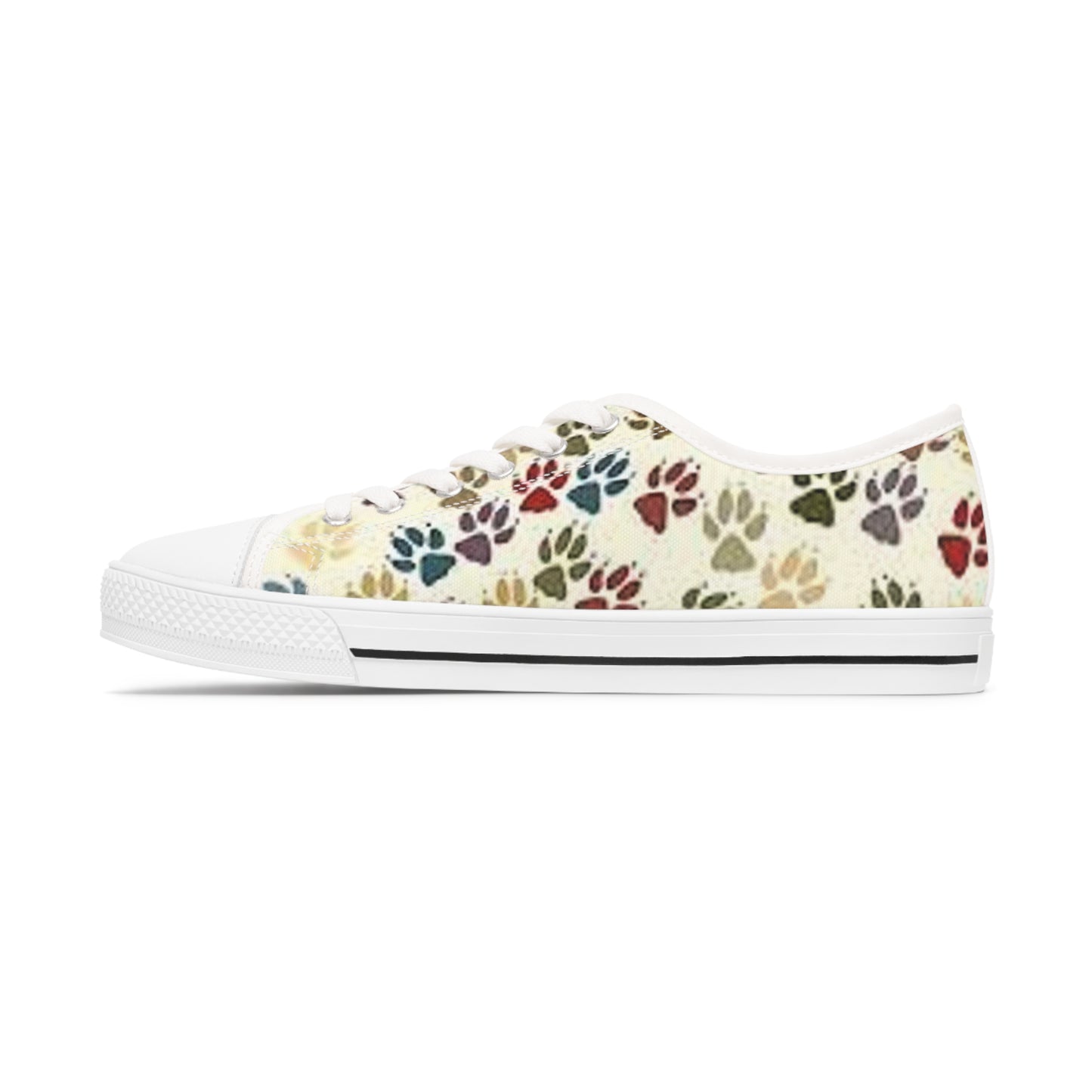 Women's Low Top Sneakers, Paw prints, multicolor, dog