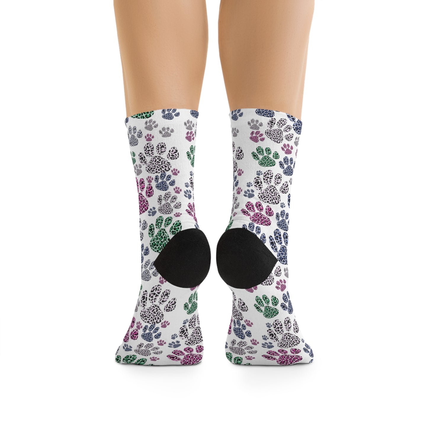 Multicolor Leopard  Pawprint Recycled Poly Socks