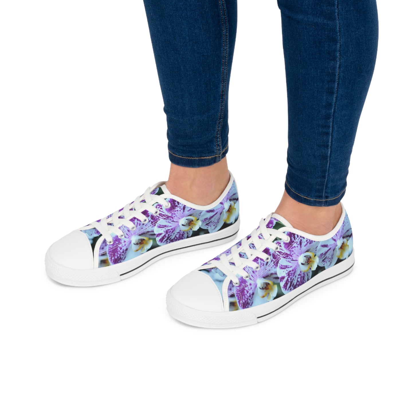 Women's Low Top Sneakers, Orchids, Purple, Flower