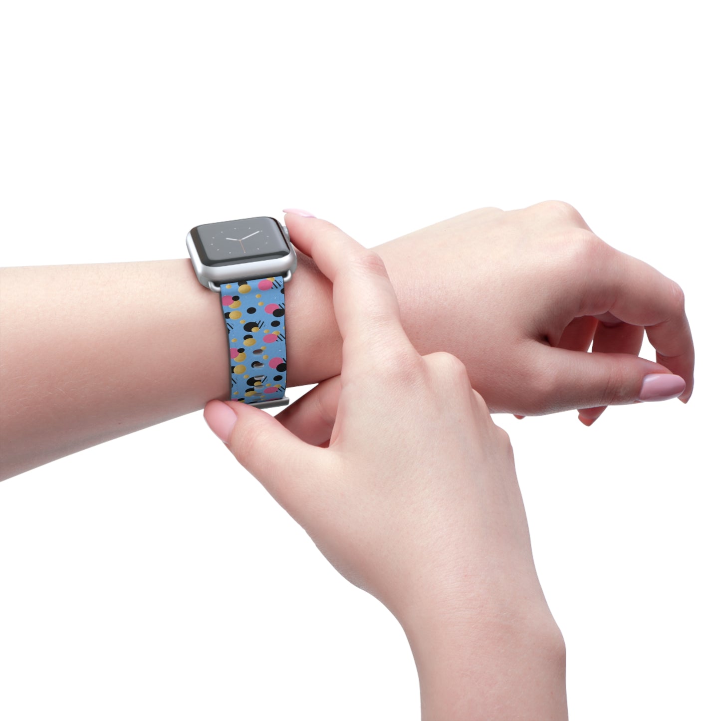 Pink Black Gold Polka Dot light Blue Apple Watch Band