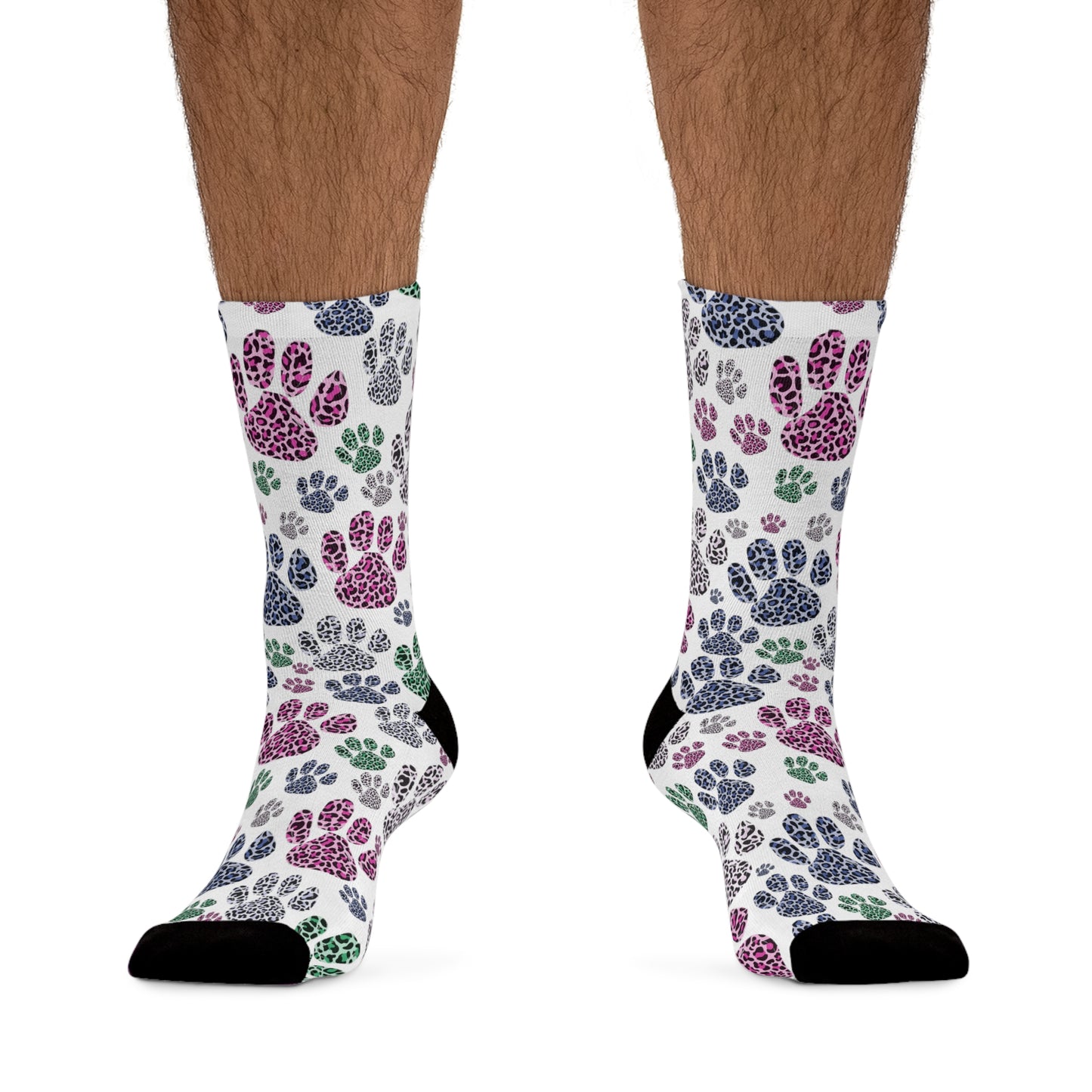 Multicolor Leopard  Pawprint Recycled Poly Socks