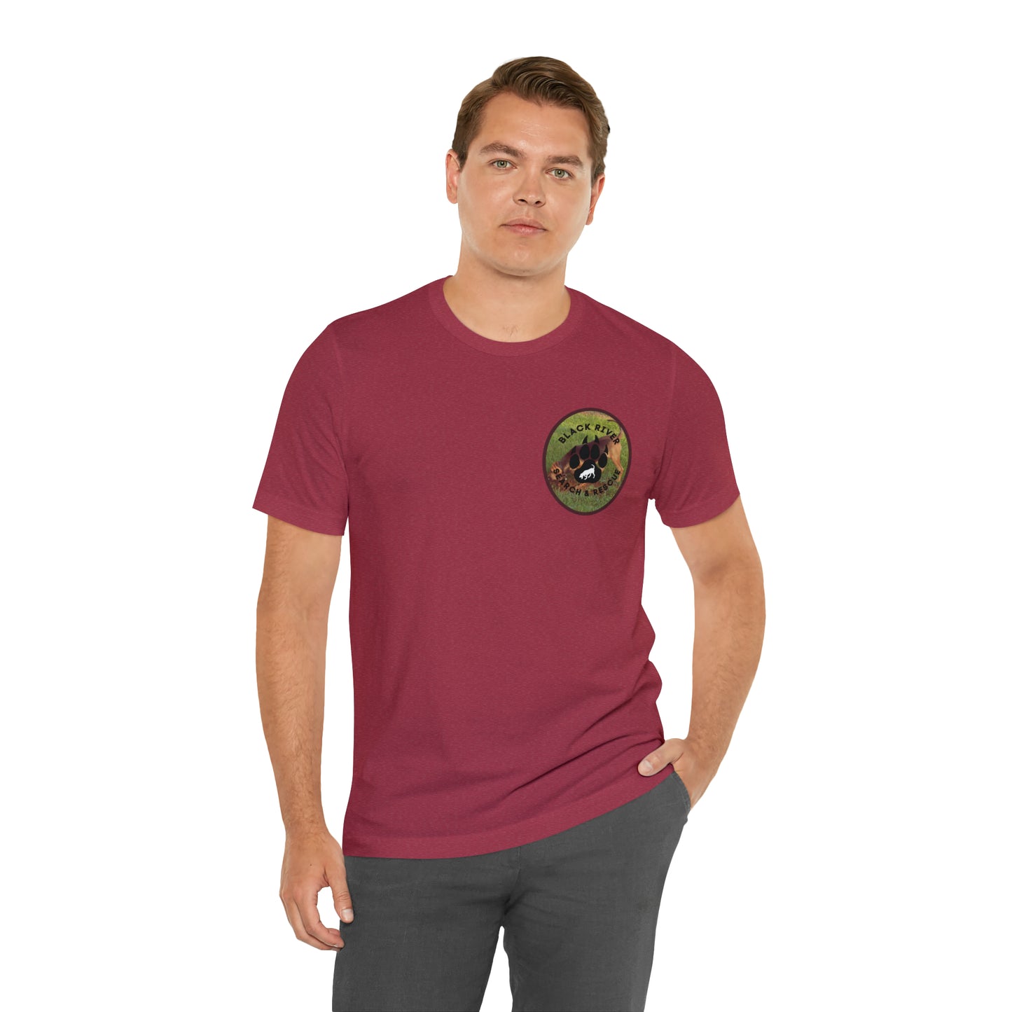 Black River Search & Rescue Logo with Lucy Unisex Jersey Short Sleeve Tee