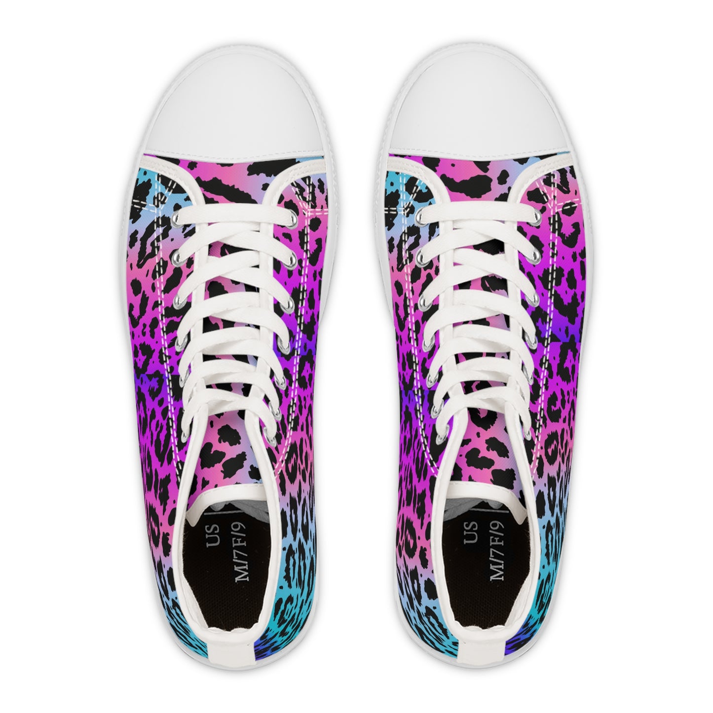 Rainbow Leopard Print Women's High Top Sneakers