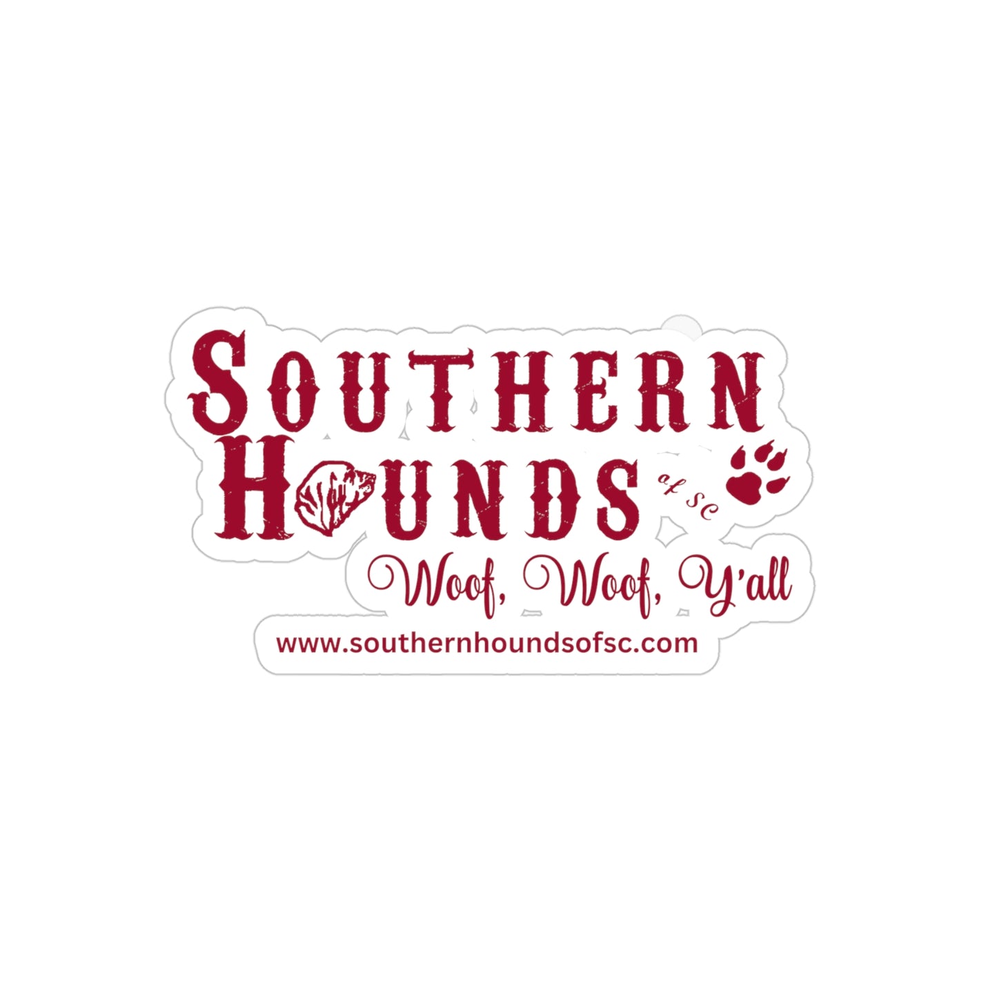 Southern Hounds Transparent Outdoor Stickers, Die-Cut, 1pcs, Crimson