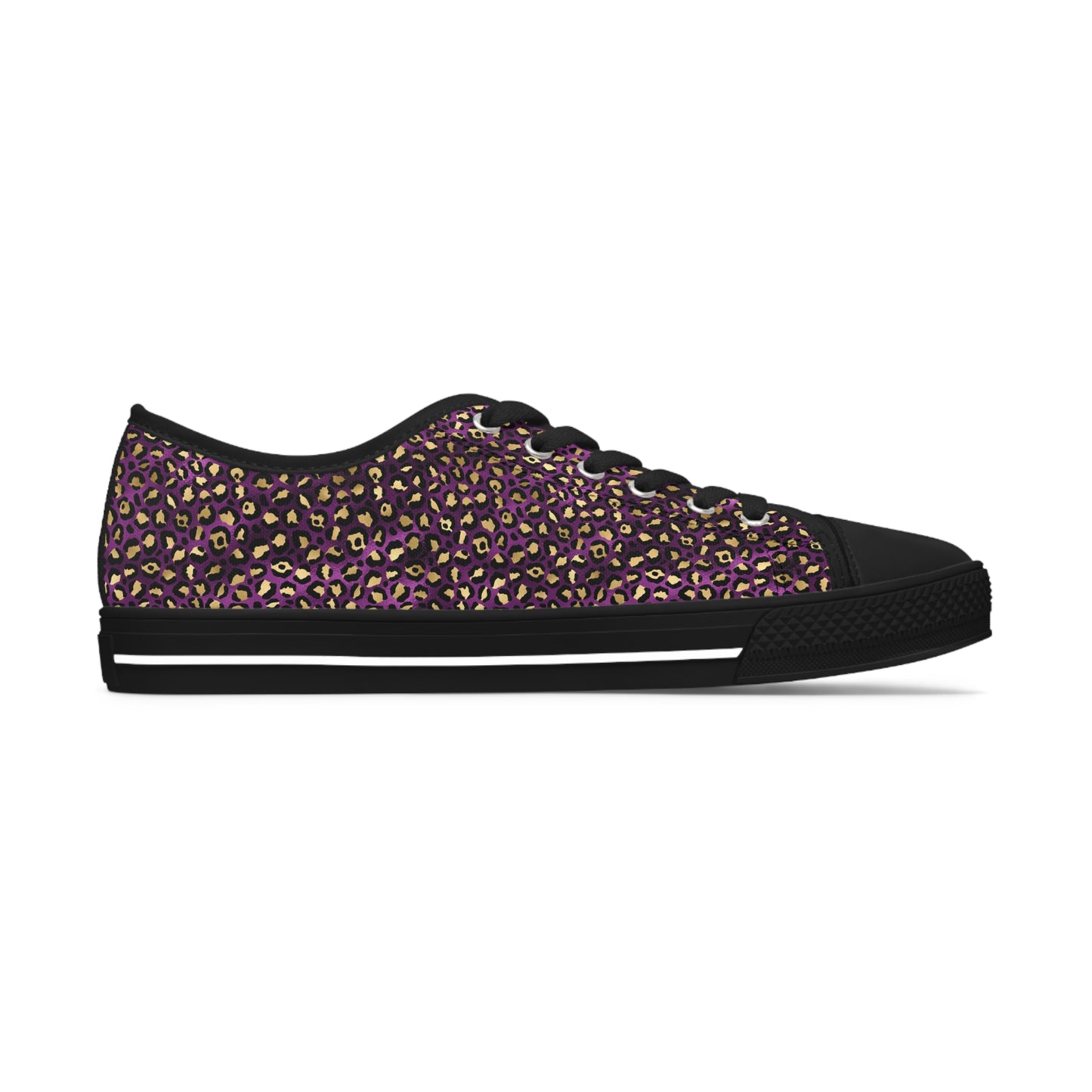 Women's Low Top Purple and gold Leopard Print Sneakers