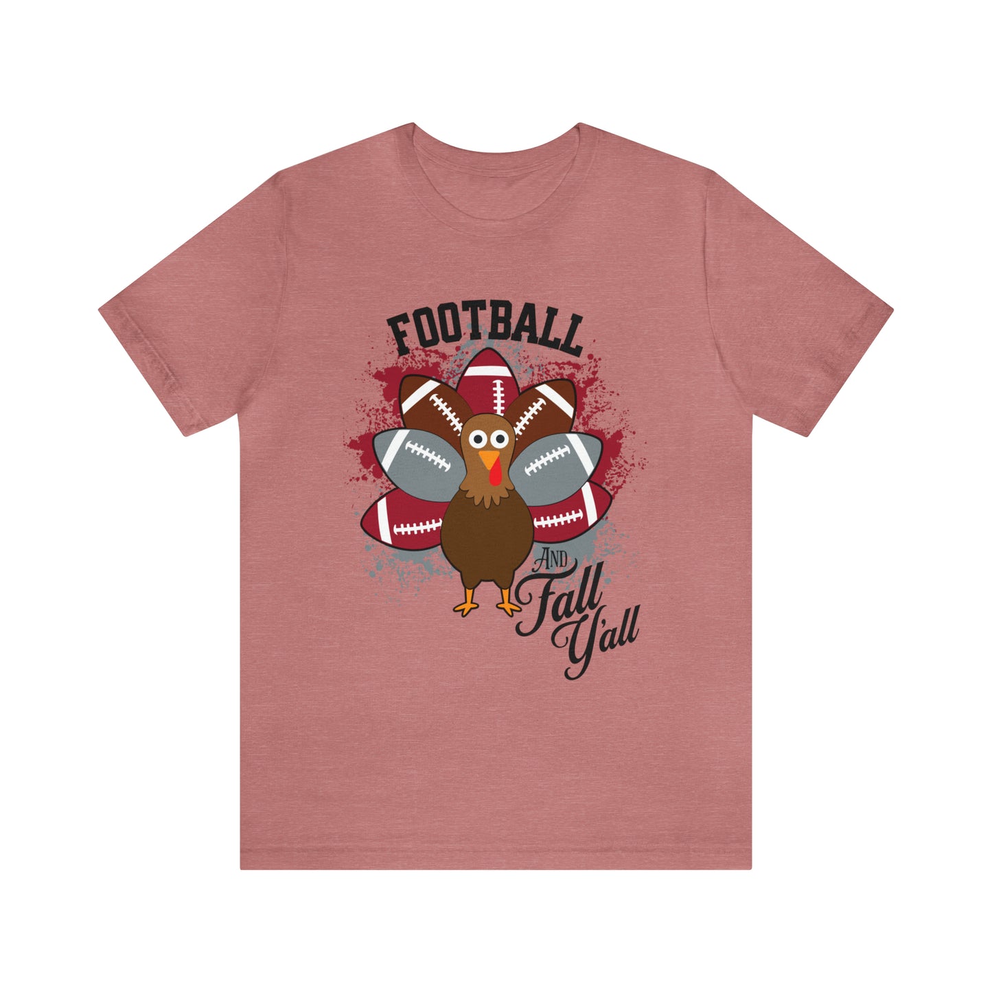 Custom Crimson and Gray Football and Fall Short Sleeve Tee, Football and turkey shirt, Alabama