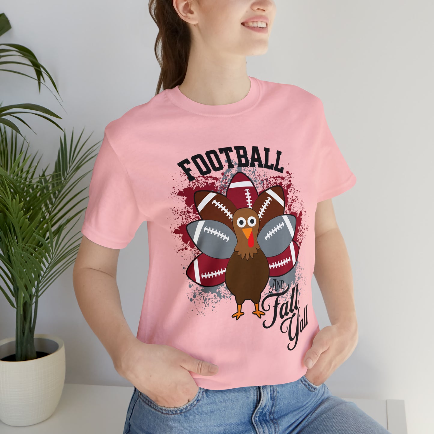 Custom Crimson and Gray Football and Fall Short Sleeve Tee, Football and turkey shirt, Alabama