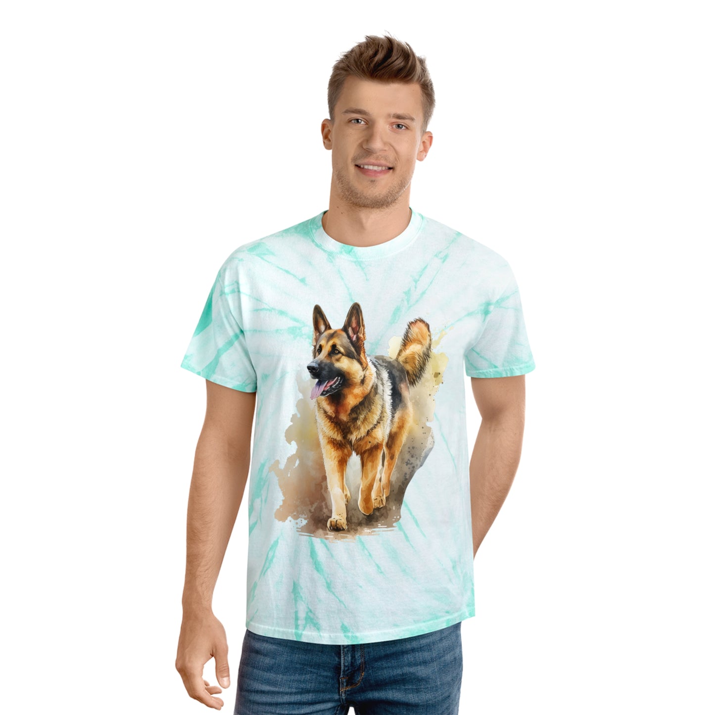 German Shepard pawprint Love Tie-Dye Tee, Cyclone