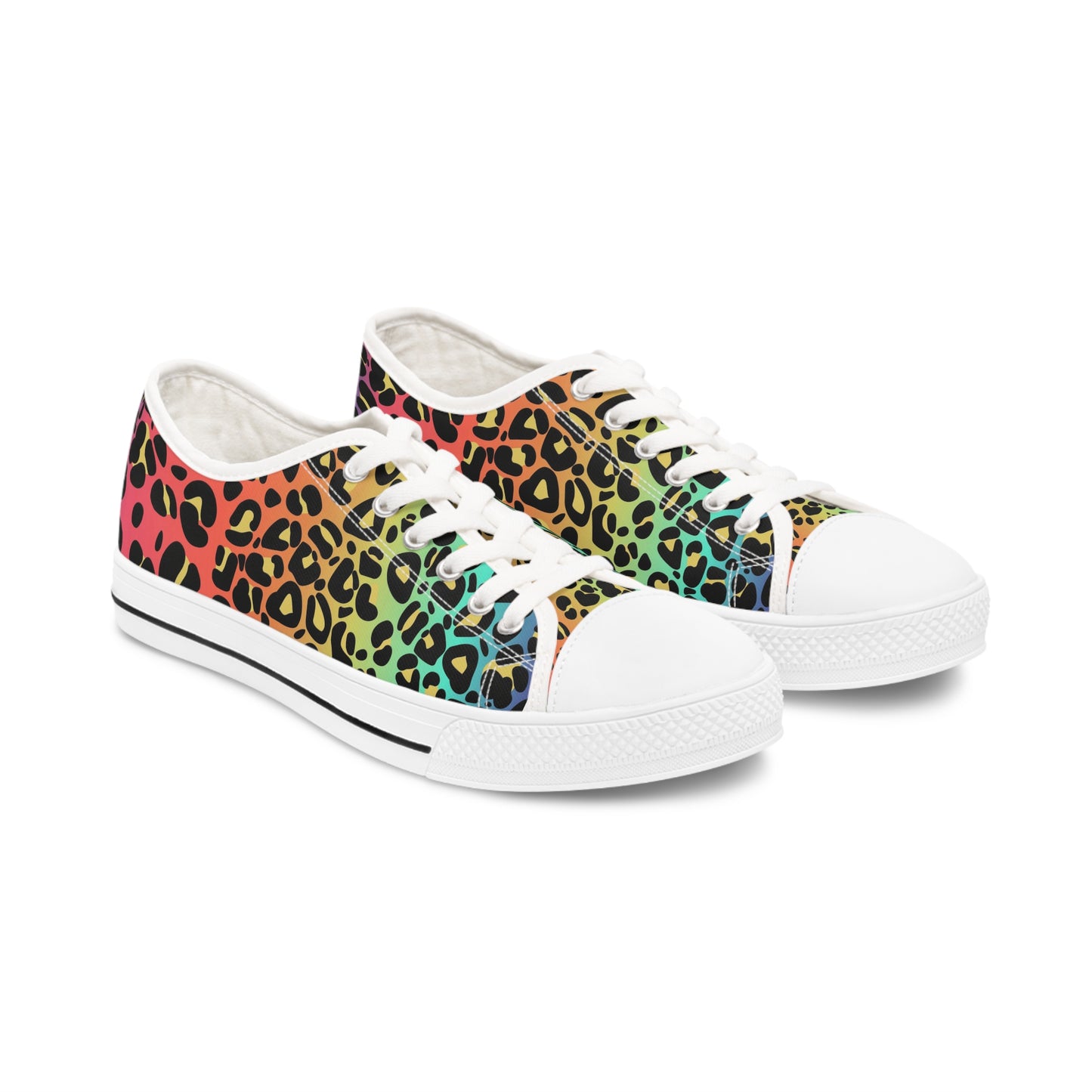 Women's Low Top Sneakers, Rainbow leopard print