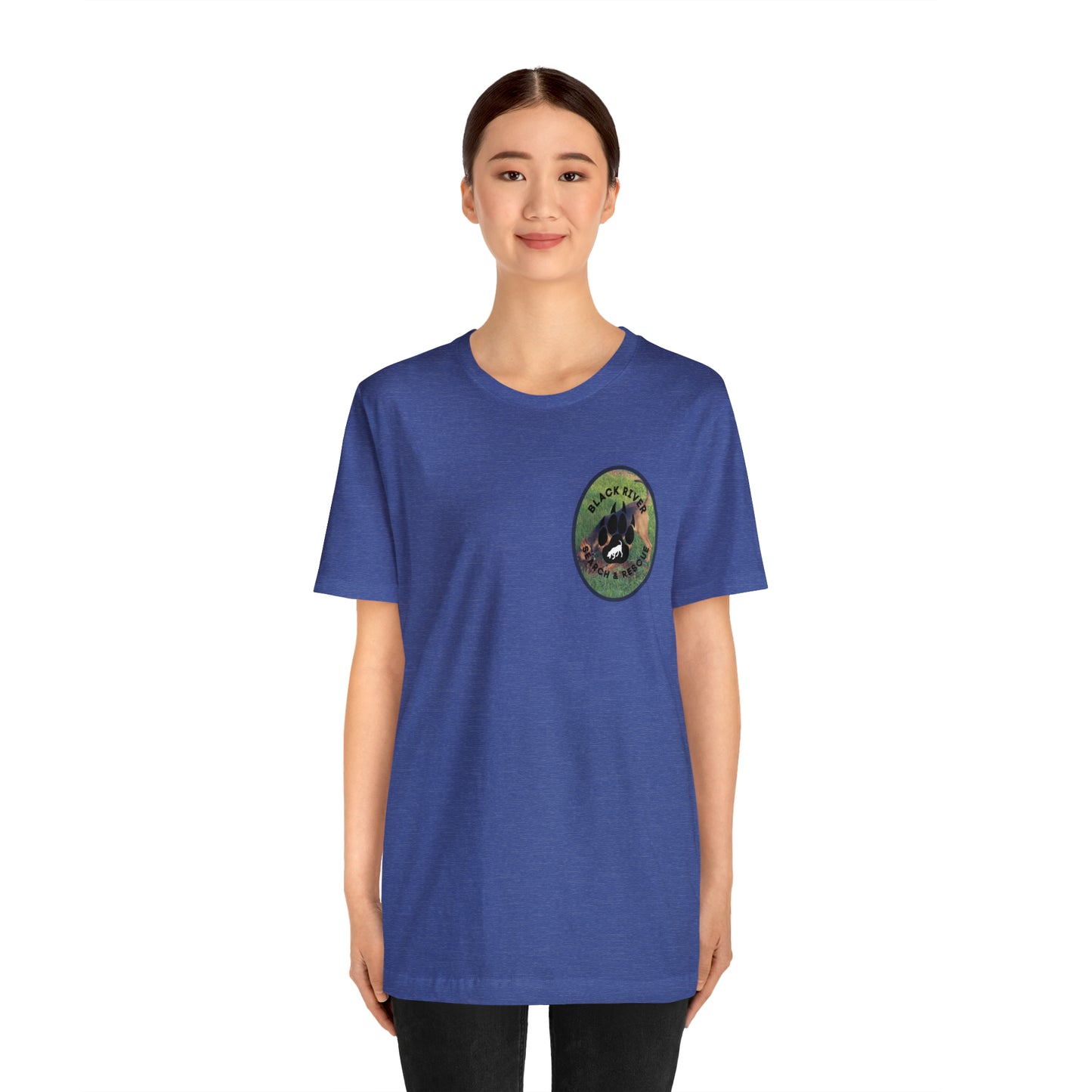 Black River Search & Rescue Logo with Lucy Unisex Jersey Short Sleeve Tee