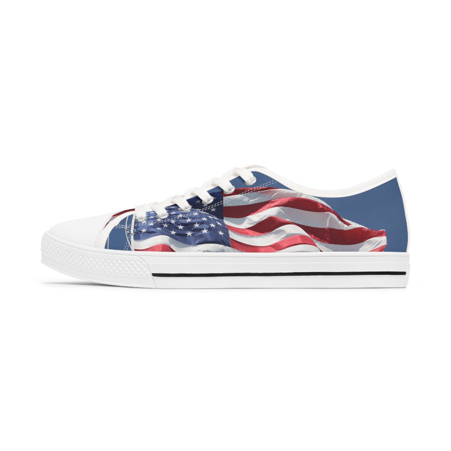 Women's Low Top Sneakers, American Flag, Red, White, Blue, Patriotic, July 4th