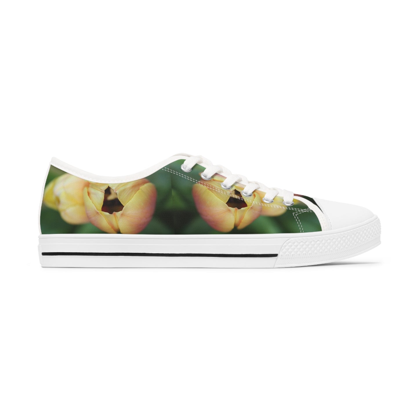 Women's Low Top Sneakers, Tulips, Peach, Yellow, Flowers