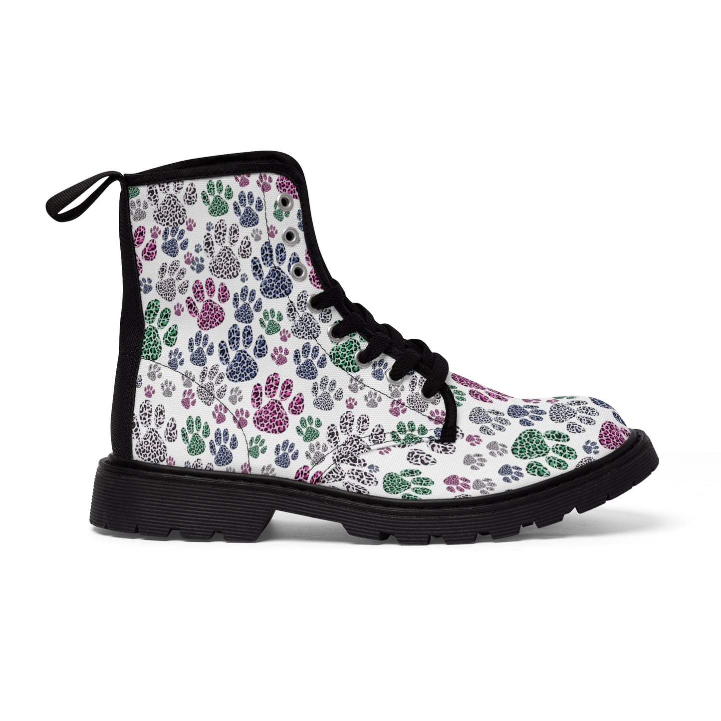 Women's Canvas Boots Leopard paw prints multicolor