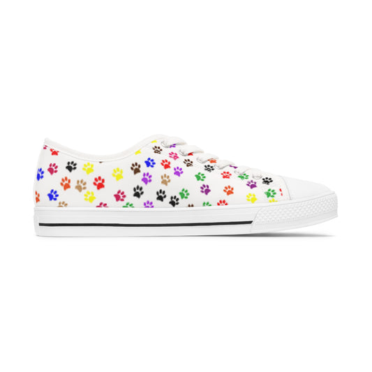 Women's Low Top Sneakers, Dog, Pawprints, Multicolor