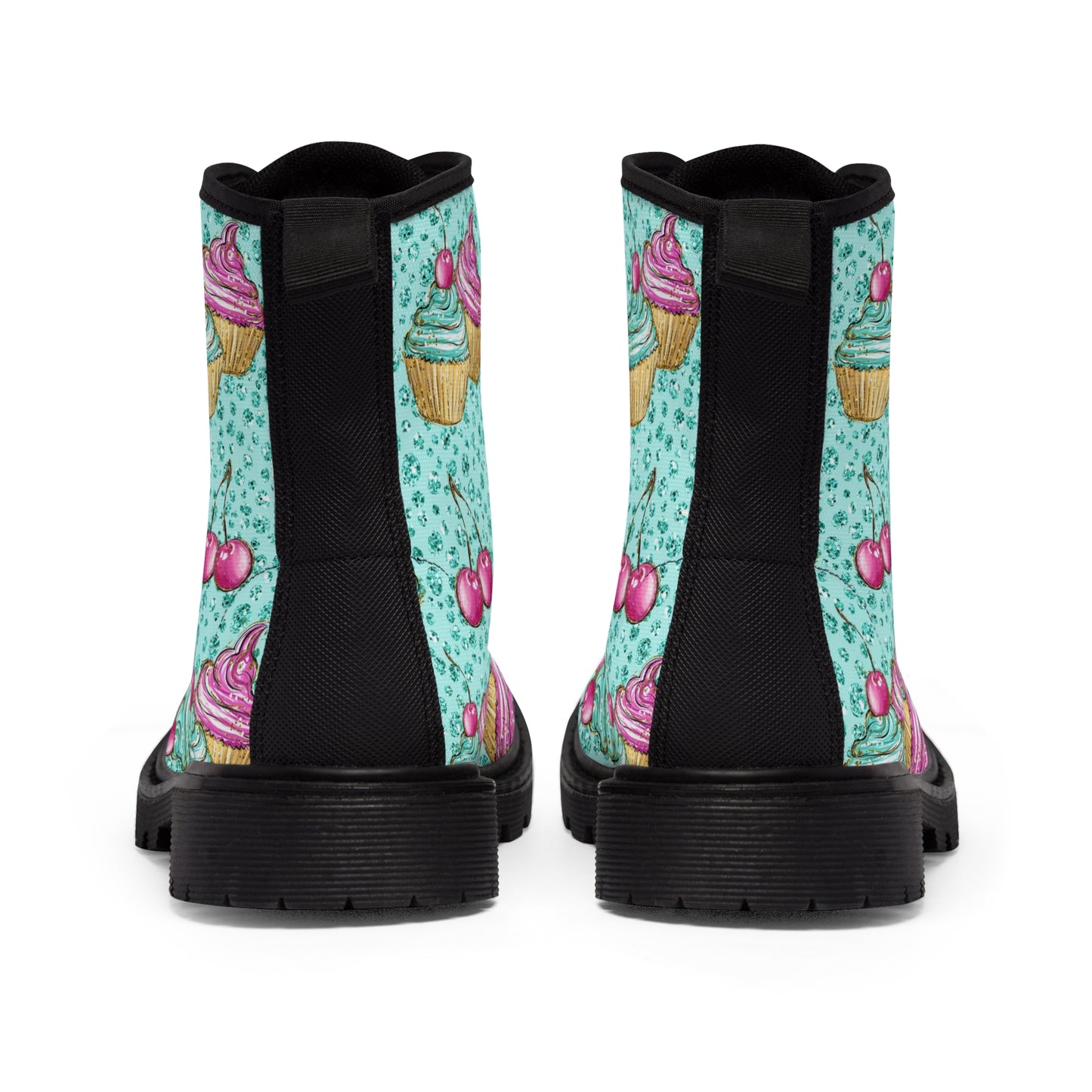 Cupcake Green and Pink Women's Canvas Boots