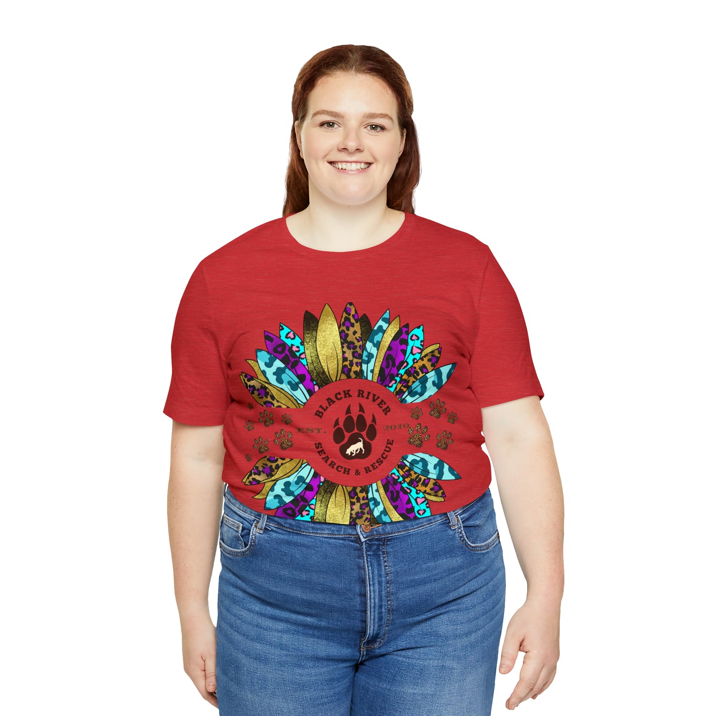 Black River Search & Rescue Logo Multicolor Sunflower Unisex Jersey Short Sleeve Tee