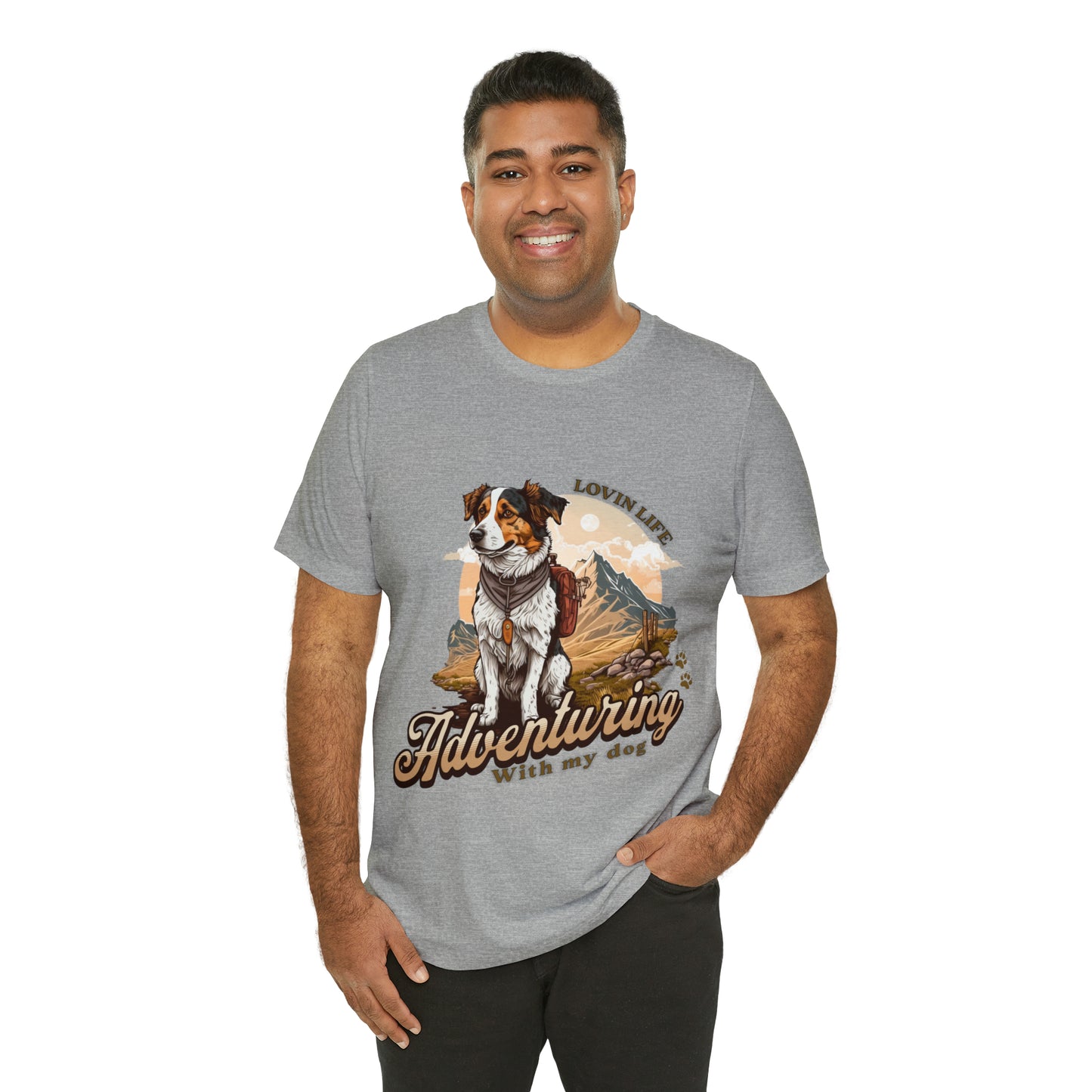 Adventuring with my Dog Short Sleeve Tee, Vintage Outdoor theme
