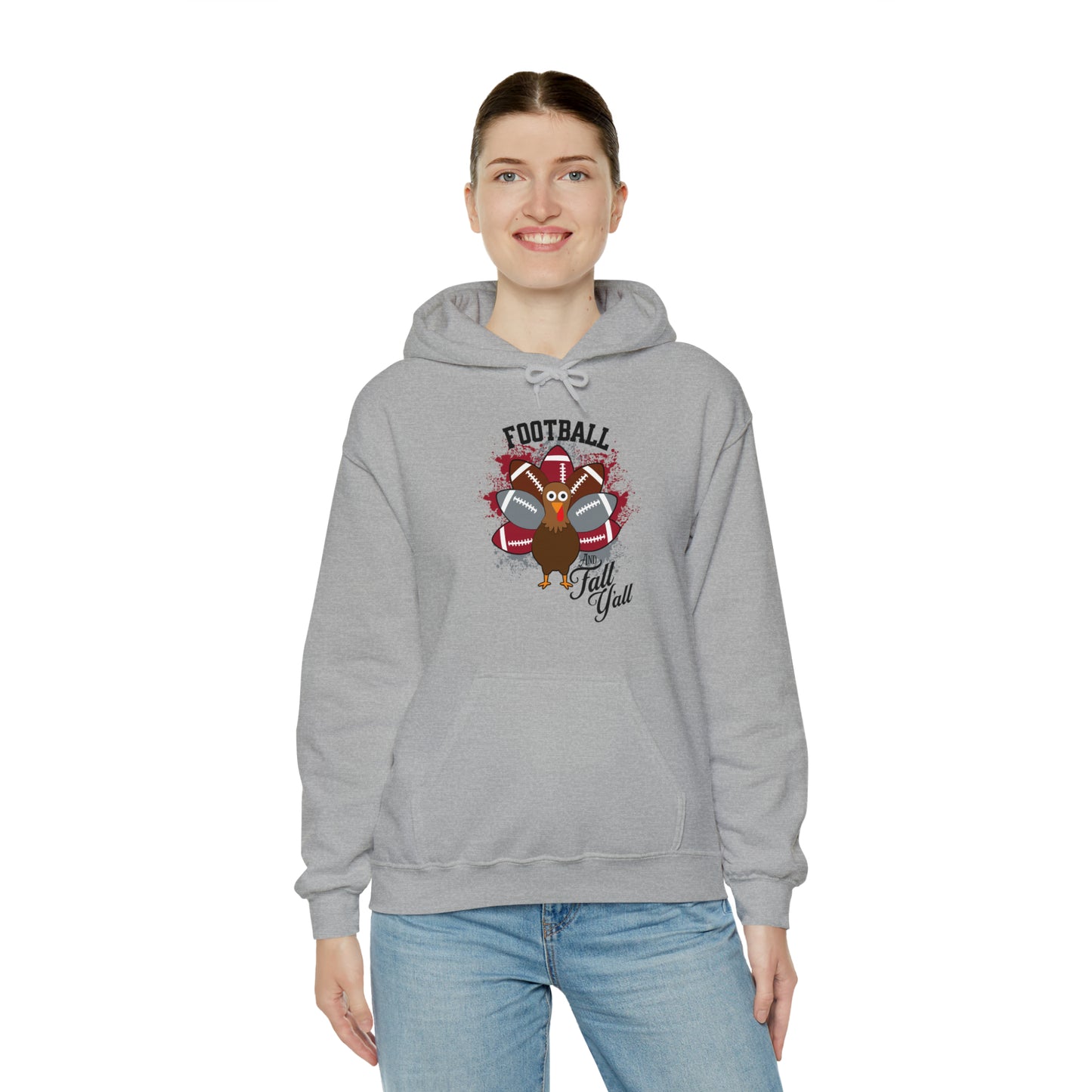 Custom Crimson and Gray Football and Fall Hooded Sweatshirt