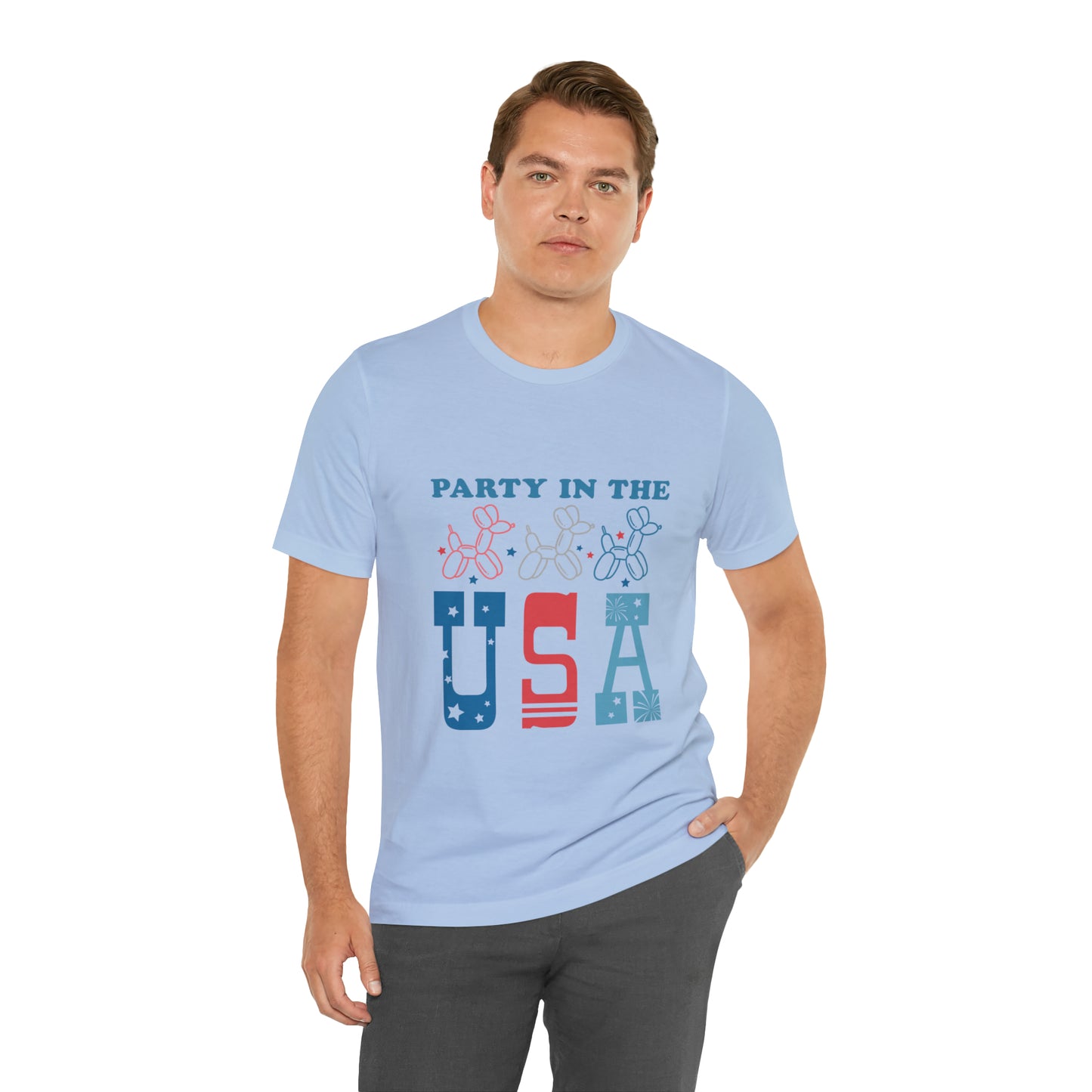 4th of July Party in the USA Unisex Jersey Short Sleeve Tee Patriotic American Flag Retro