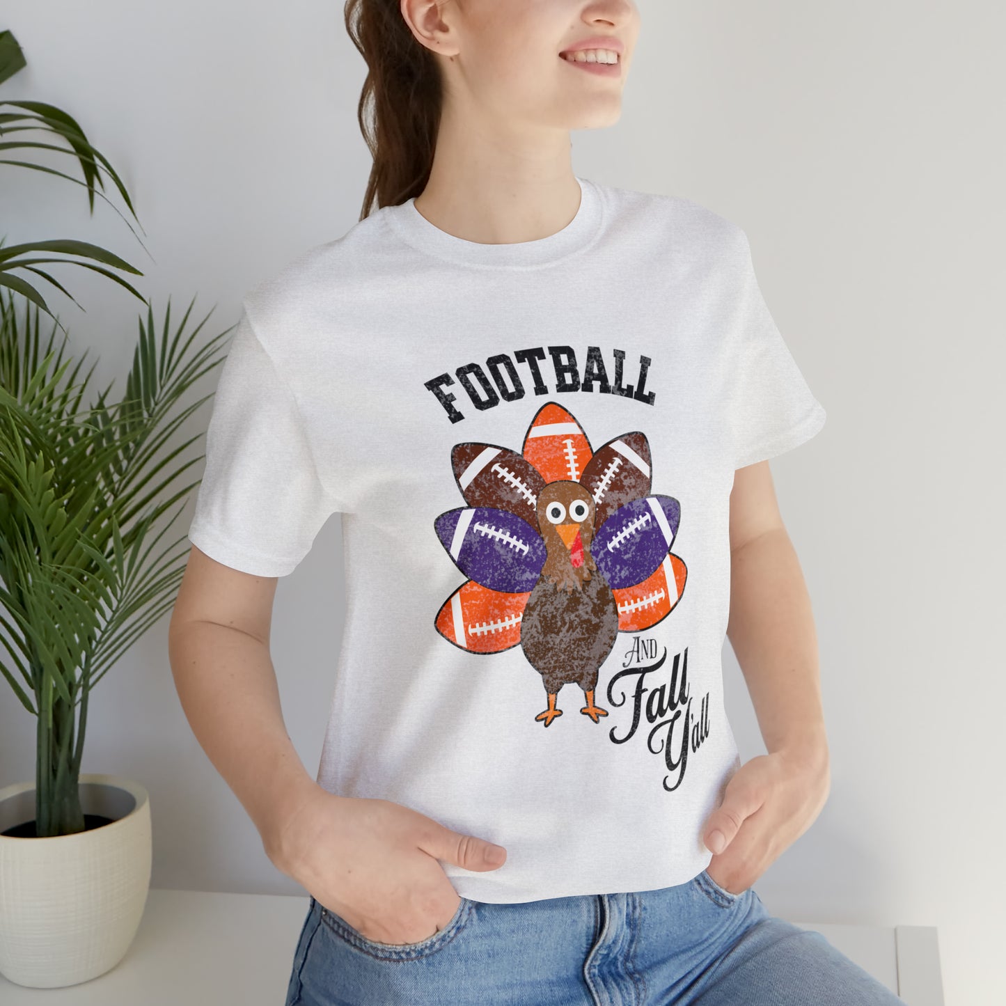 Vintage Purple and Orange Football Short Sleeve Tee, Football and turkey shirt, Clemson