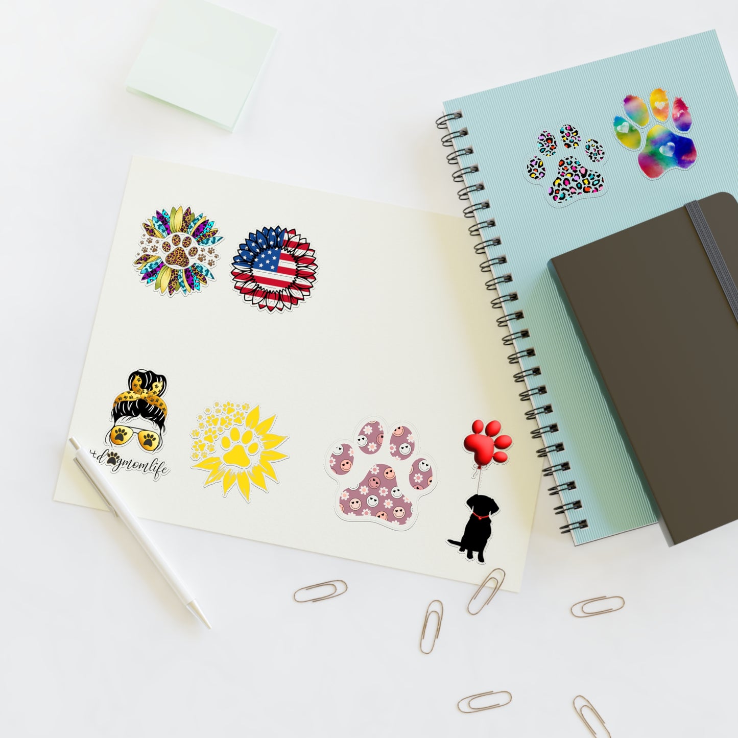 Dog Paw and Sunflower Sticker Sheets