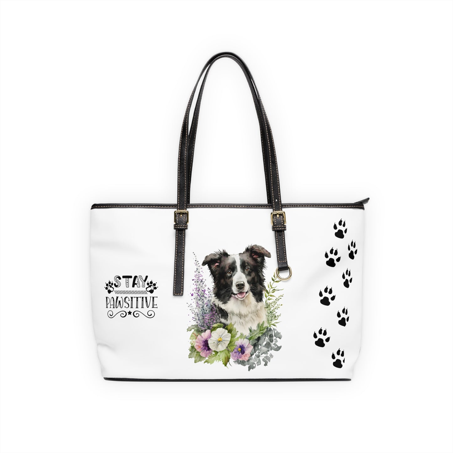 Border Collie Leather Shoulder Bag You Had Me at Woof Stay Pawsitive