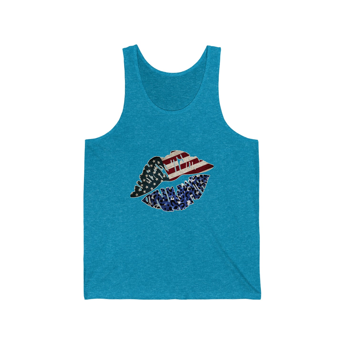 4th of July American Flag Lips Unisex Jersey Tank Patriotic Retro