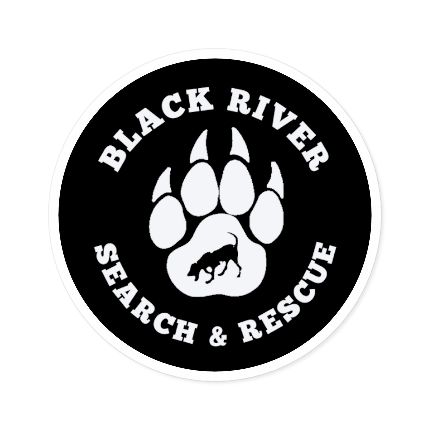 BRSAR Logo Round Stickers, Indoor\Outdoor, Multiple sizes, White on Black