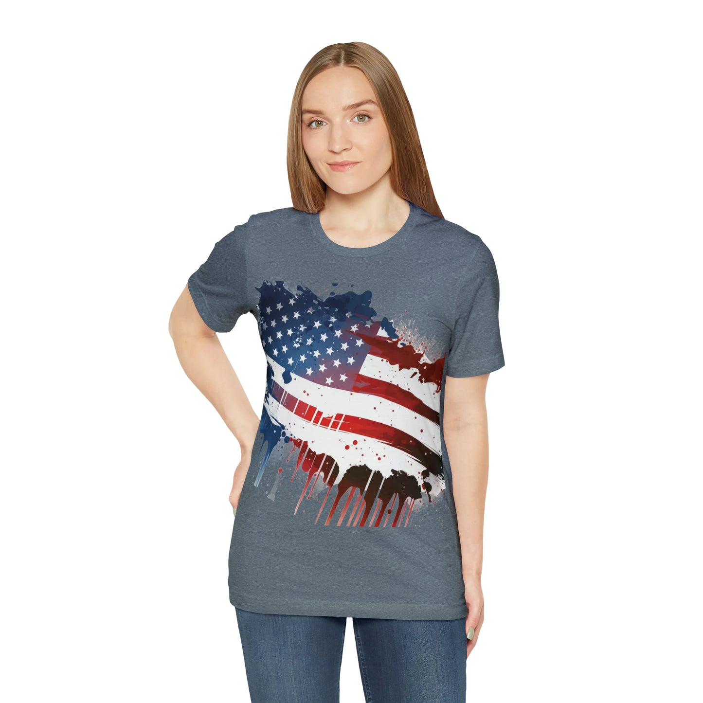 American Flag Unisex Jersey Short Sleeve Tee Patriotic July 4th