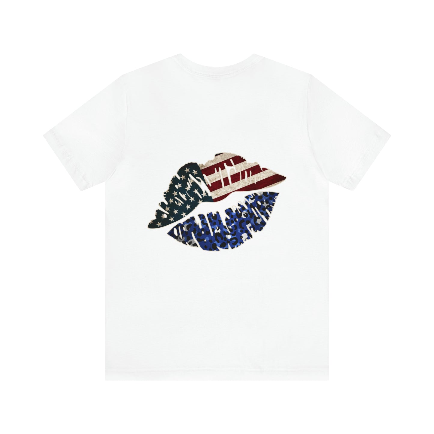 American Flag Lips 4th of July Unisex Jersey Short Sleeve Tee Patriotic Retro