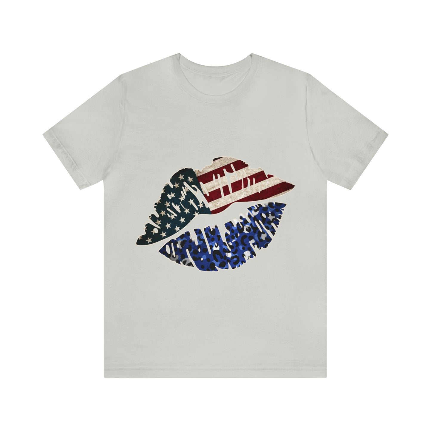 American Flag Lips 4th of July Unisex Jersey Short Sleeve Tee Patriotic Retro