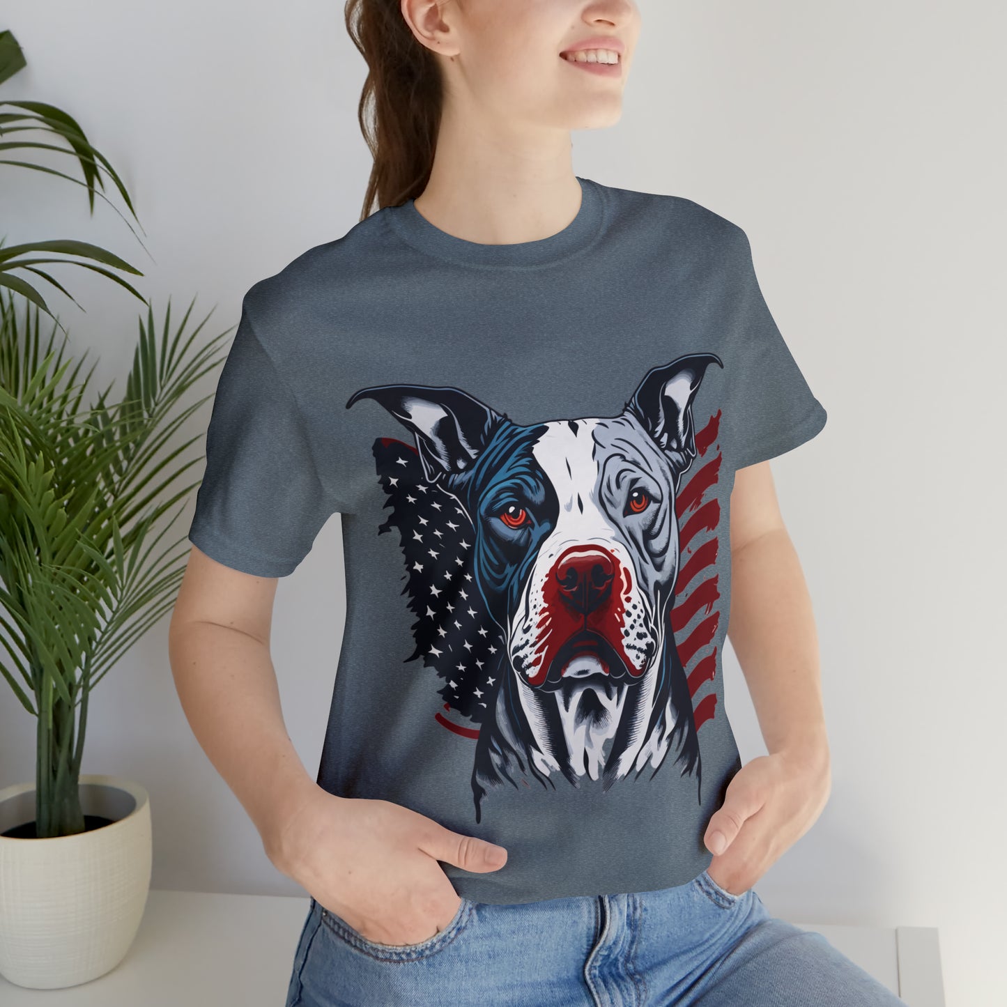 Pit bull 4th of July Unisex Jersey Short Sleeve Tee Patriotic