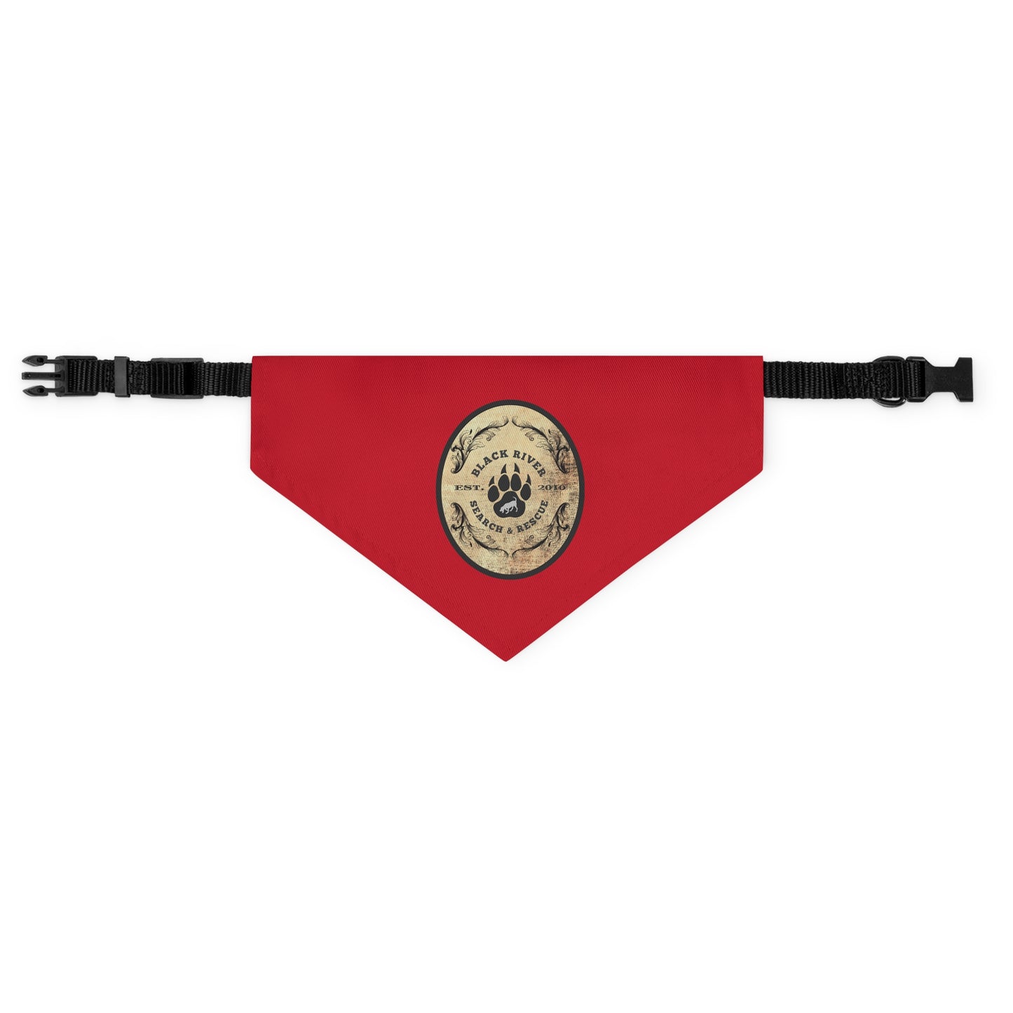 Red Black River Search & Rescue Logo Pet Bandana Collar