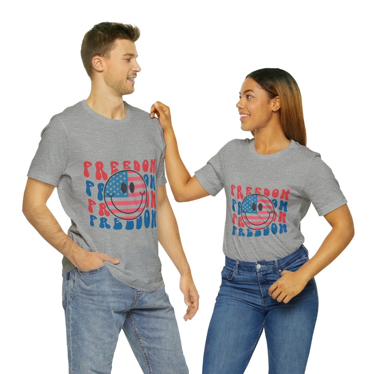 Freedom Smiley Face Flag Unisex Jersey Short Sleeve Tee Patriotic American Flag