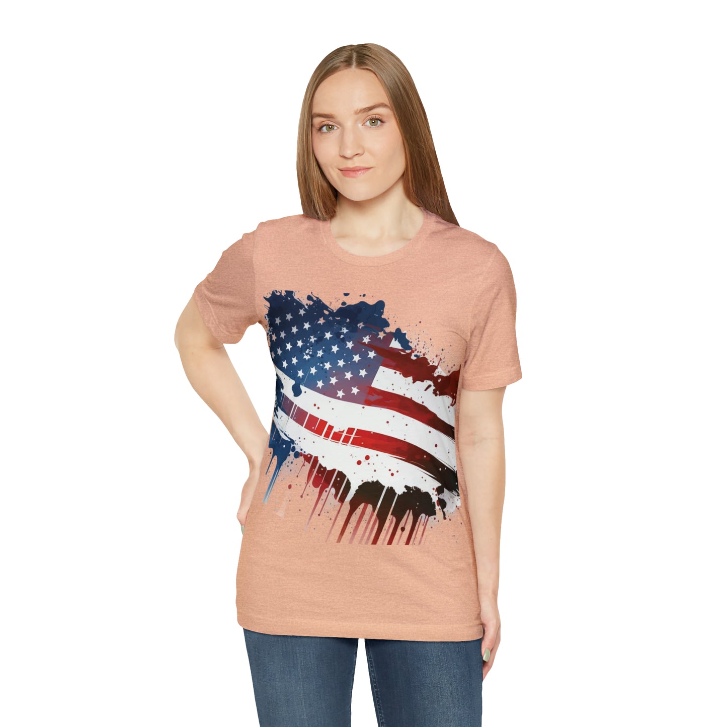 American Flag Unisex Jersey Short Sleeve Tee Patriotic July 4th