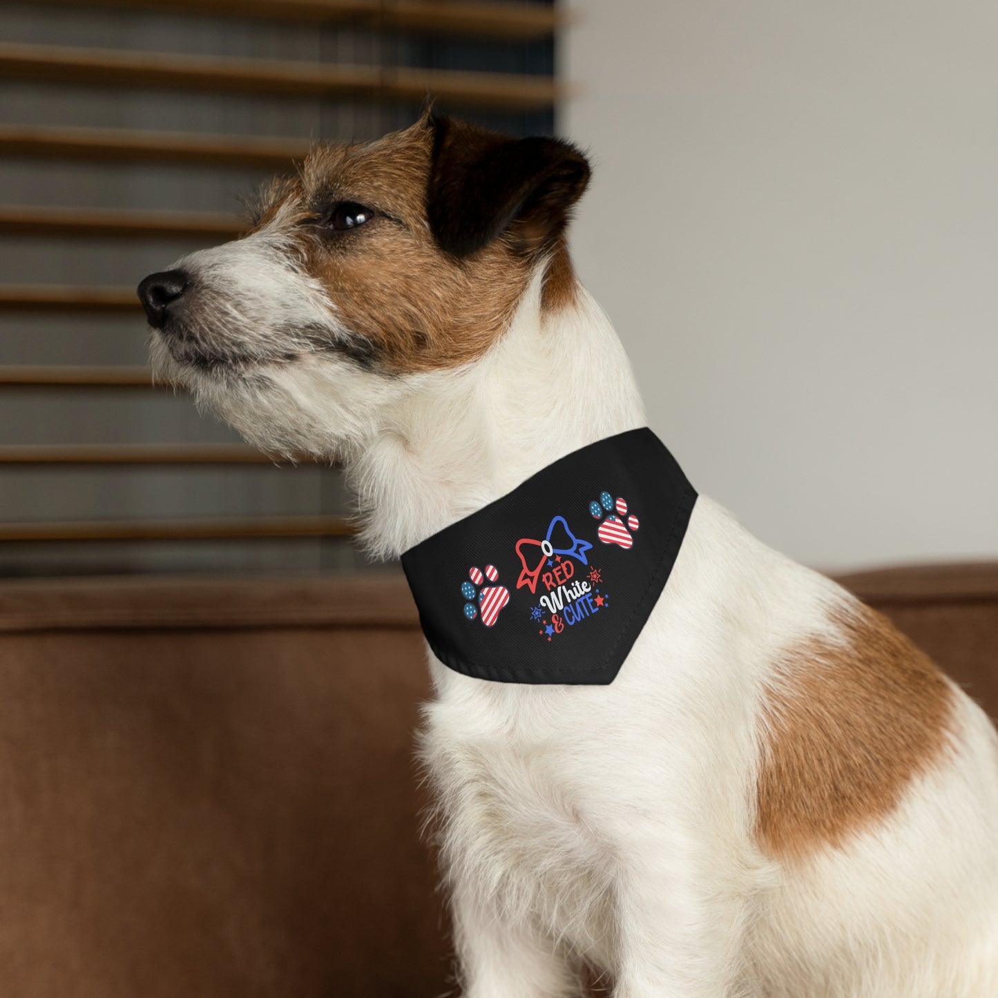 Black Patriotic Pet Bandana Collar Red White and Cute Bow July 4th Patriotic