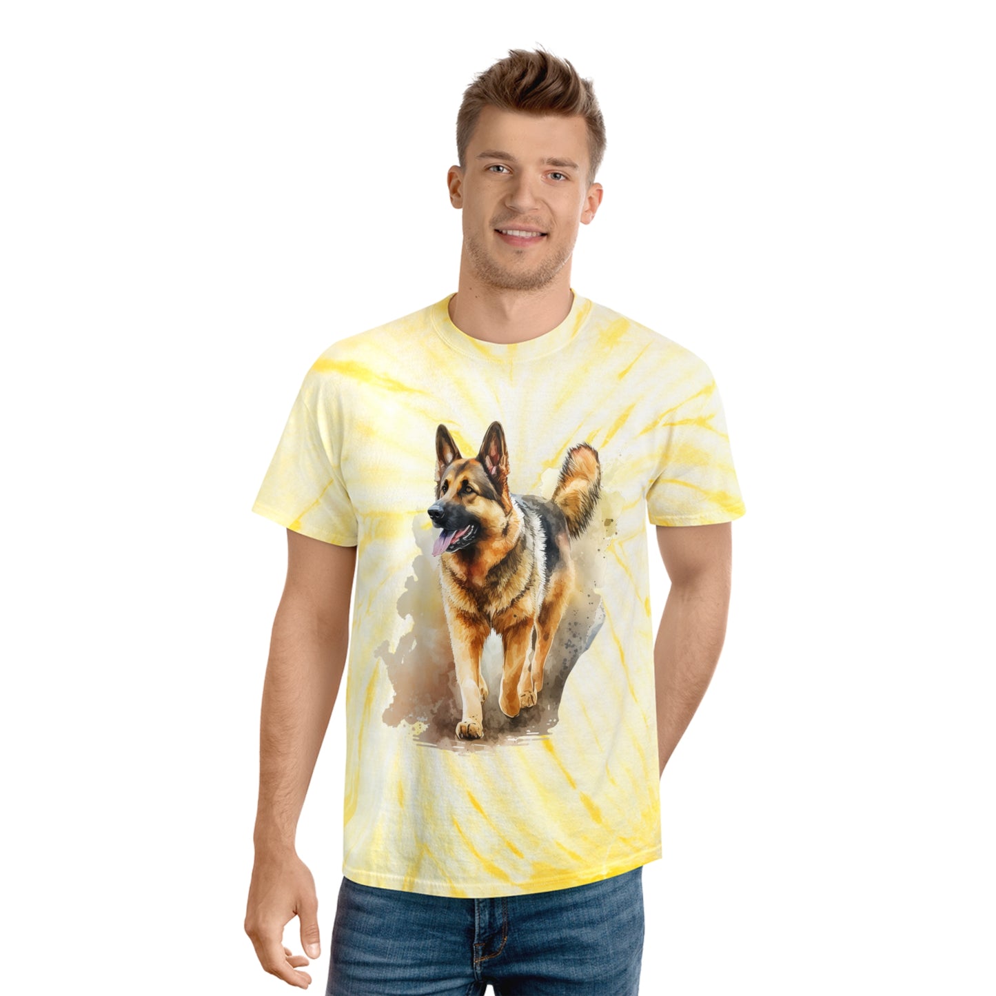 German Shepard pawprint Love Tie-Dye Tee, Cyclone