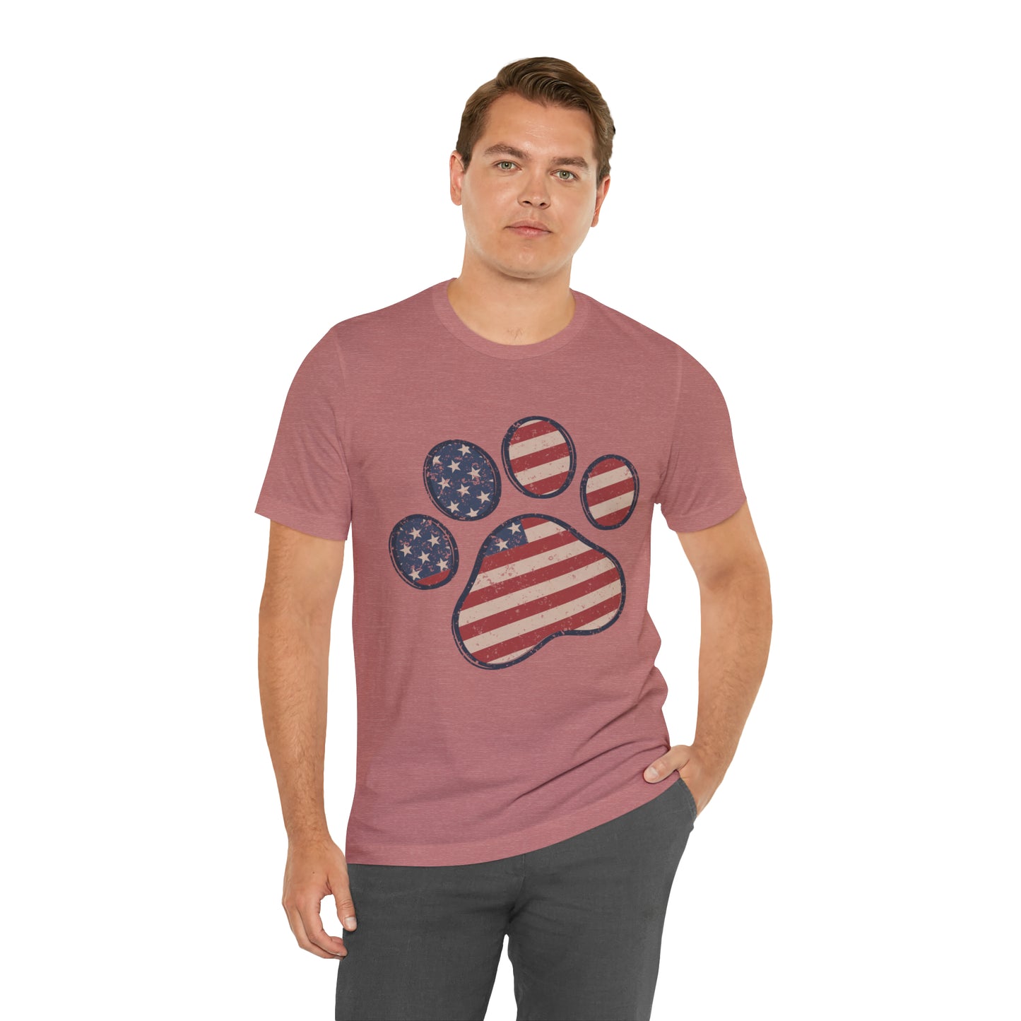 4th of July Pawprint Unisex Jersey Short Sleeve Tee Patriotic American Flag